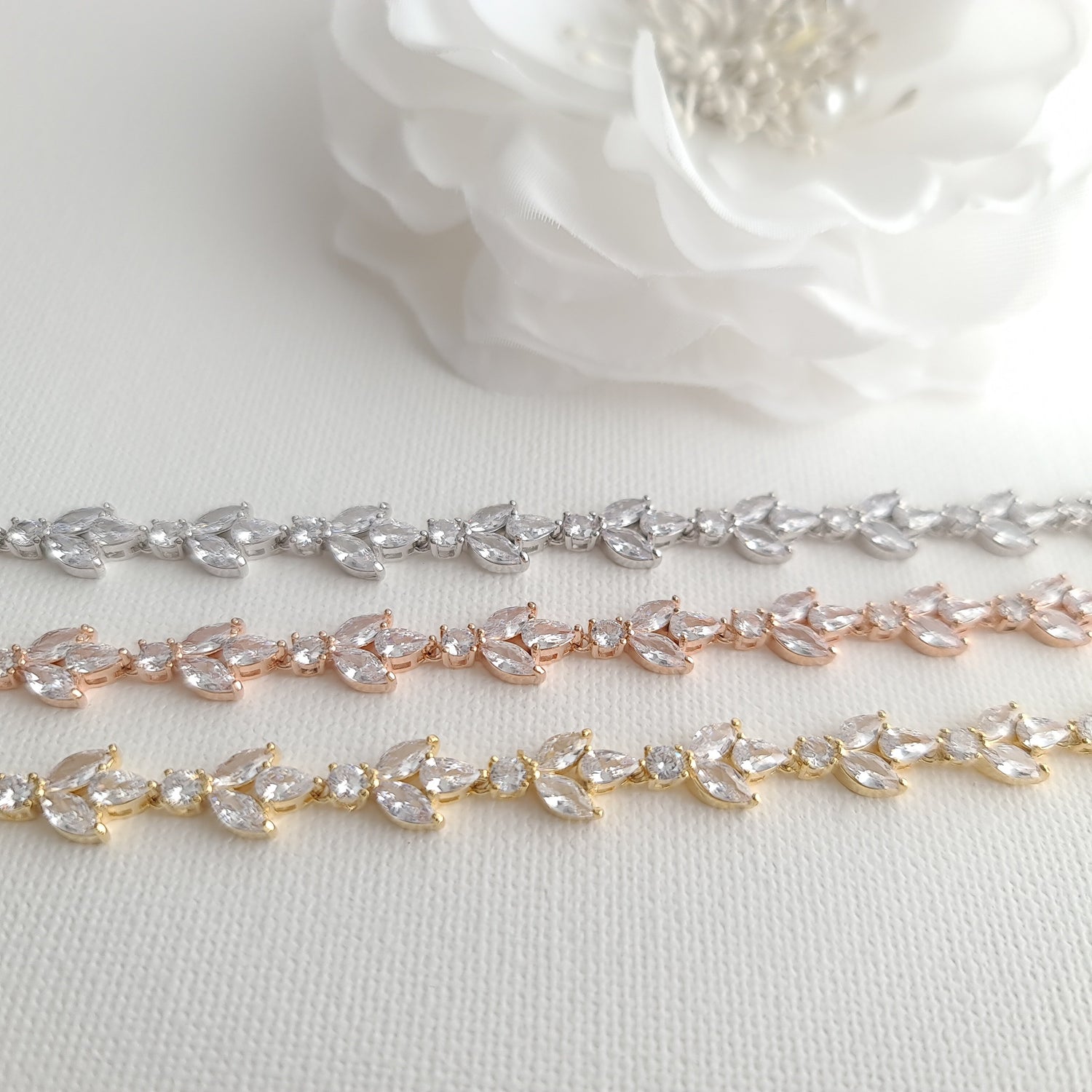 Light Gold Color Bridal Bracelet-Anya - PoetryDesigns