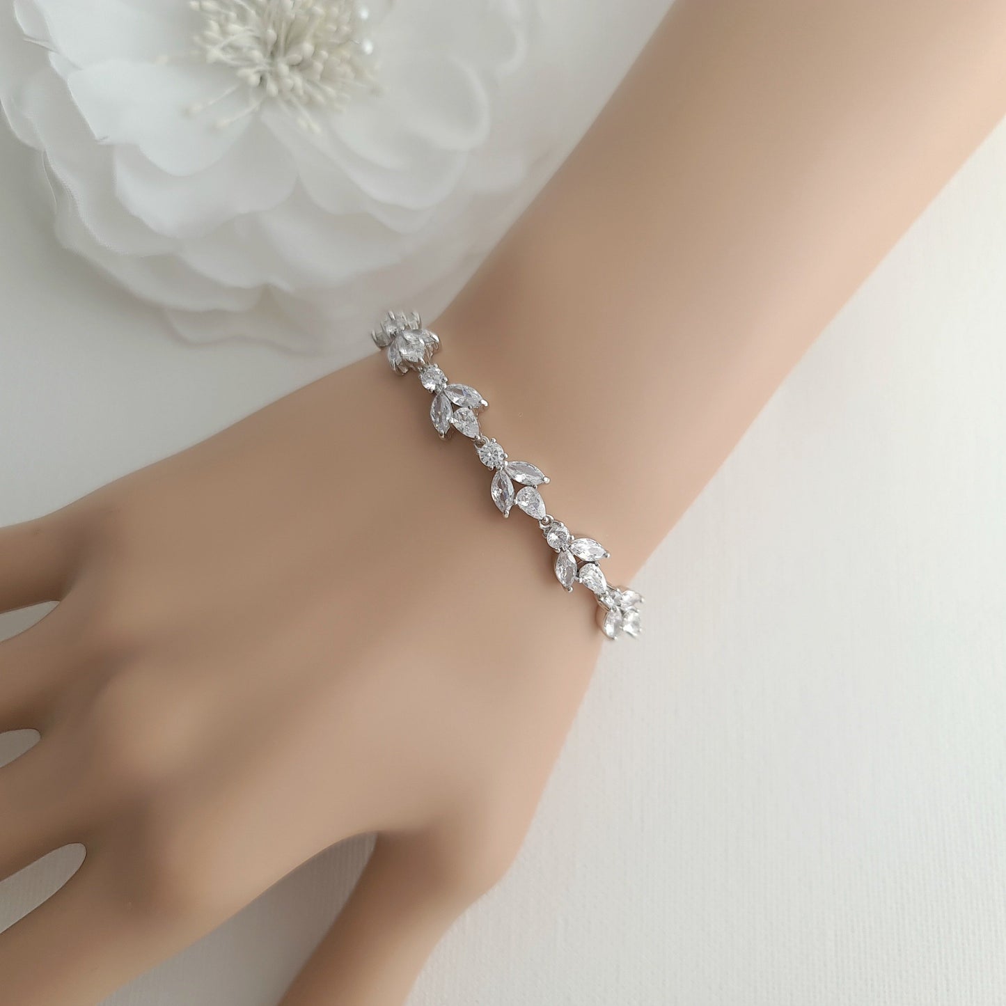 Bracelet for the Bride in CZ & Silver-Anya - PoetryDesigns