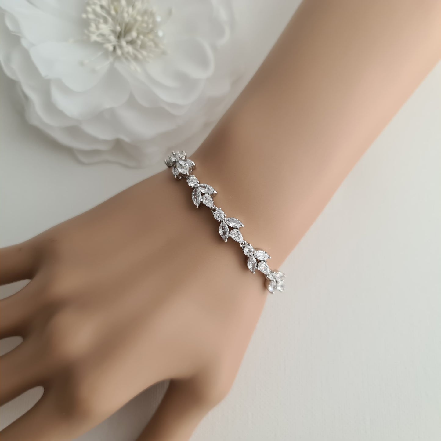 Bracelet for the Bride in CZ & Silver-Anya - PoetryDesigns