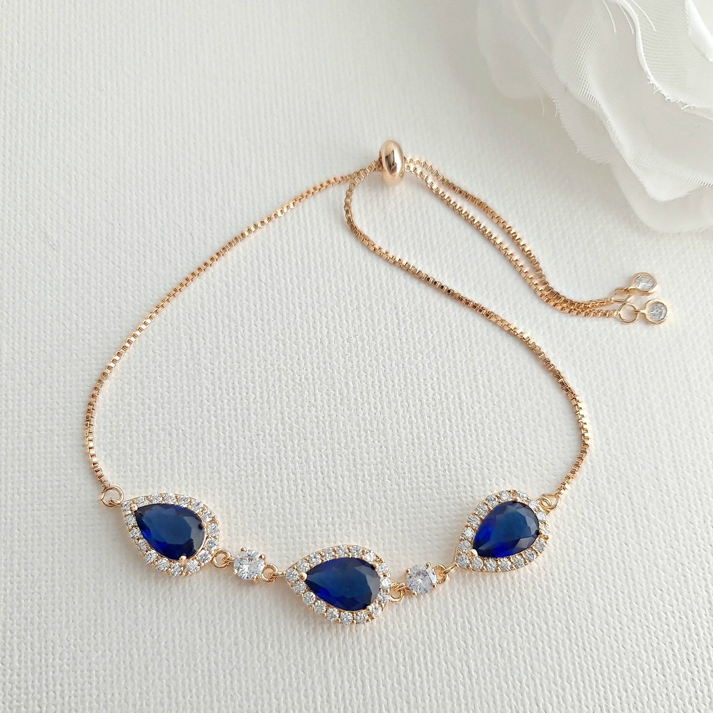 Blue Wedding Jewelry Set with Rose Gold-Aoi