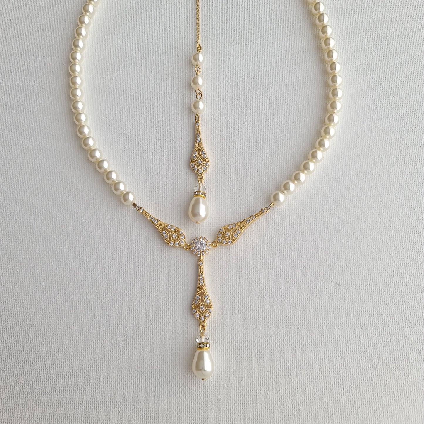 Pearl Backdrop Necklace-Lisa - PoetryDesigns