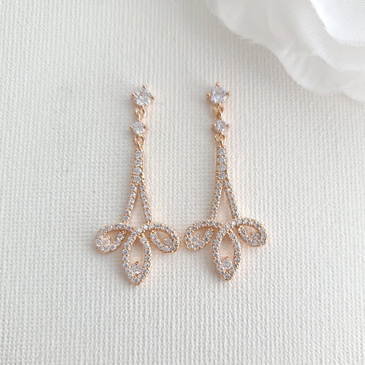 Rose Gold Cubic Zirconia Earrings-Allison - PoetryDesigns