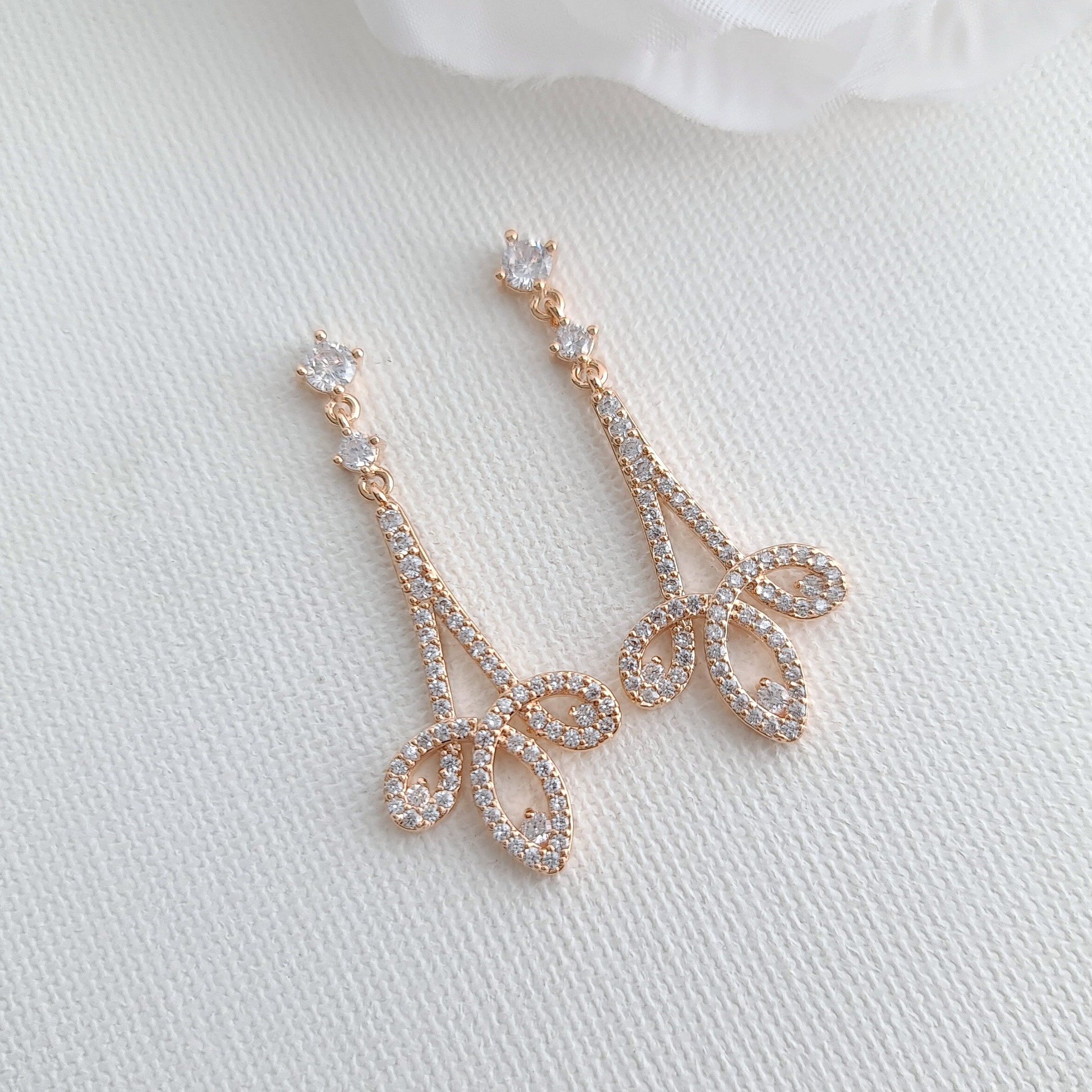 Rose Gold Cubic Zirconia Earrings-Allison - PoetryDesigns