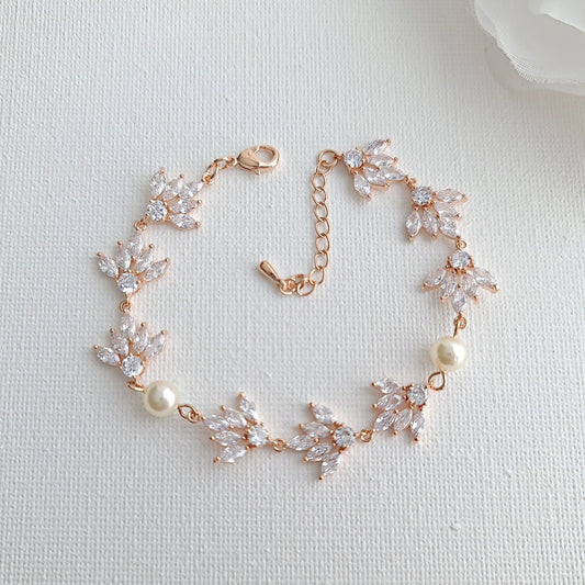 Pearl & Rose Gold Bracelet for Wedding-Rosa