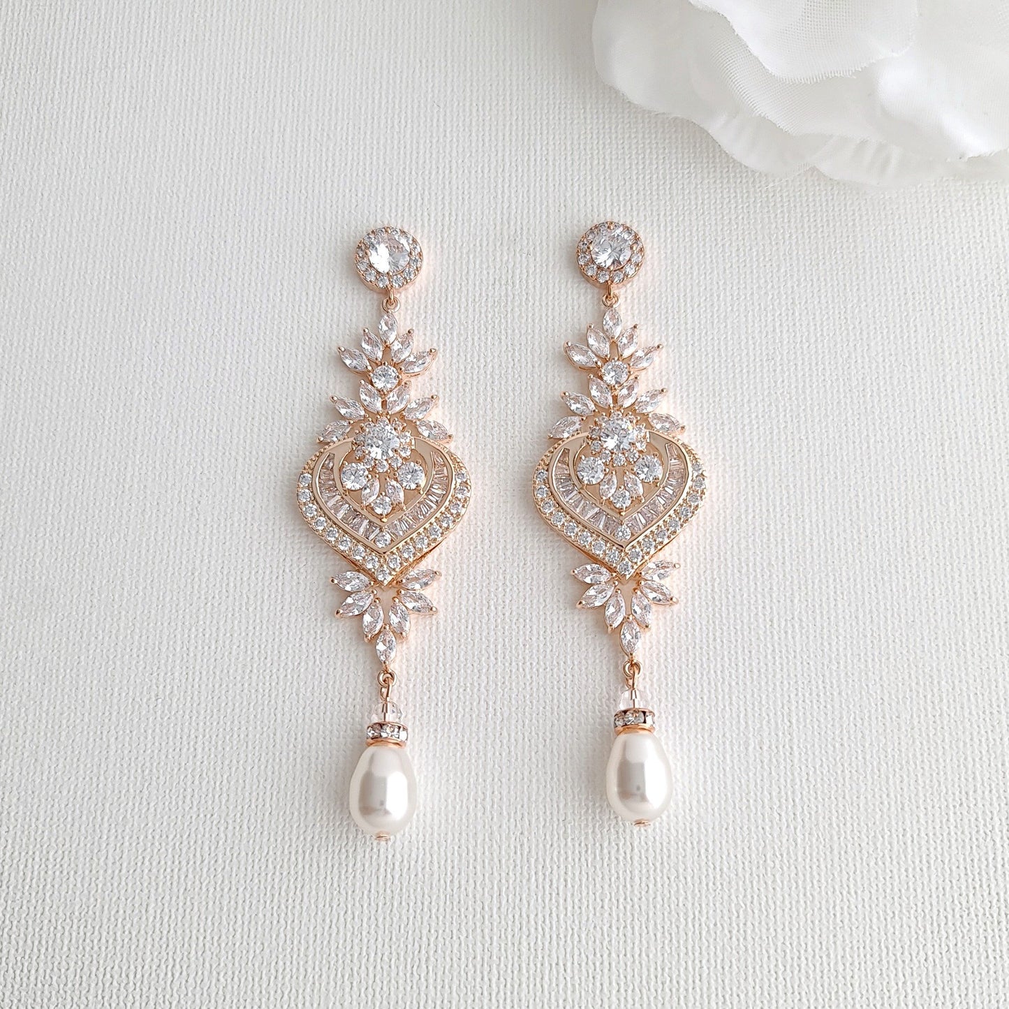 Statement Bridal Earrings-Rosa - PoetryDesigns