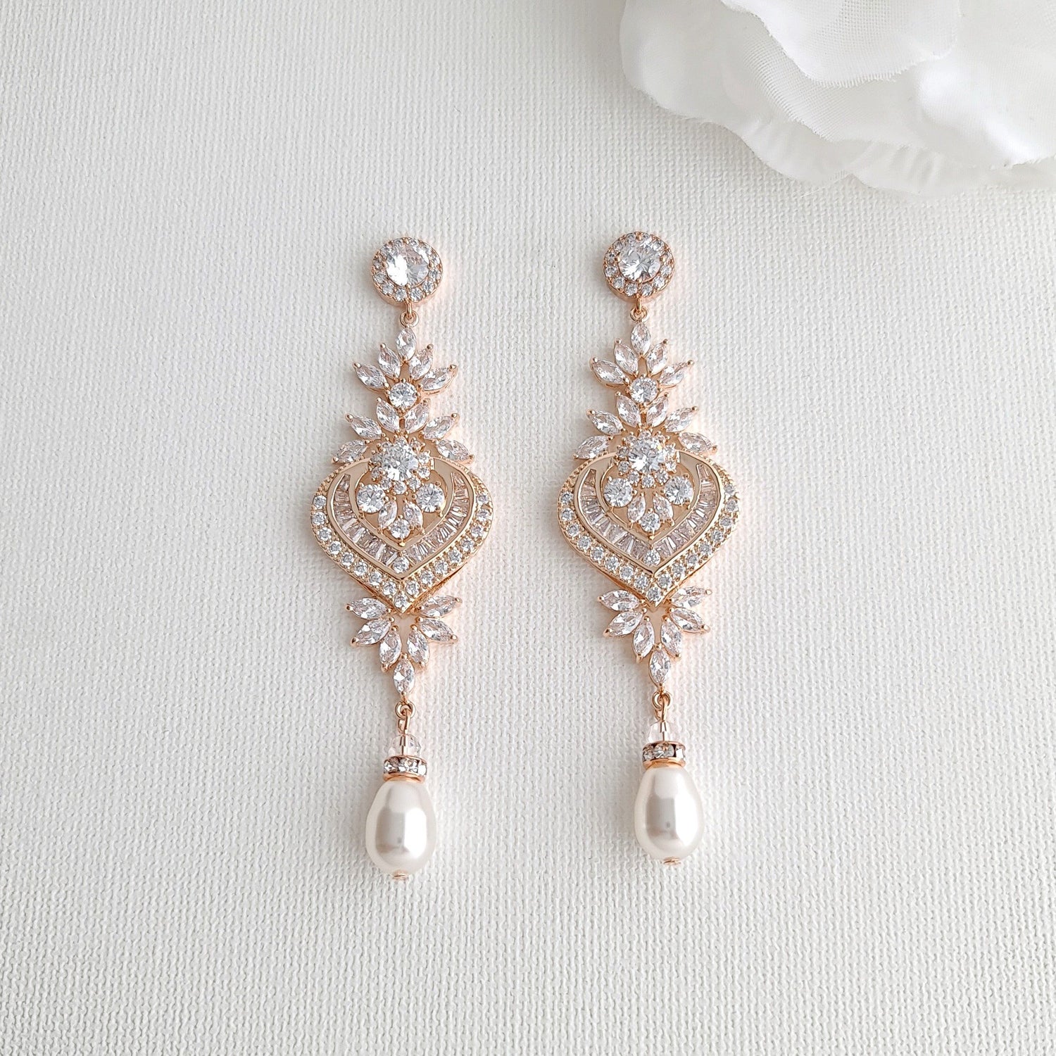 Rose Gold Wedding Earrings- Poetry Designs