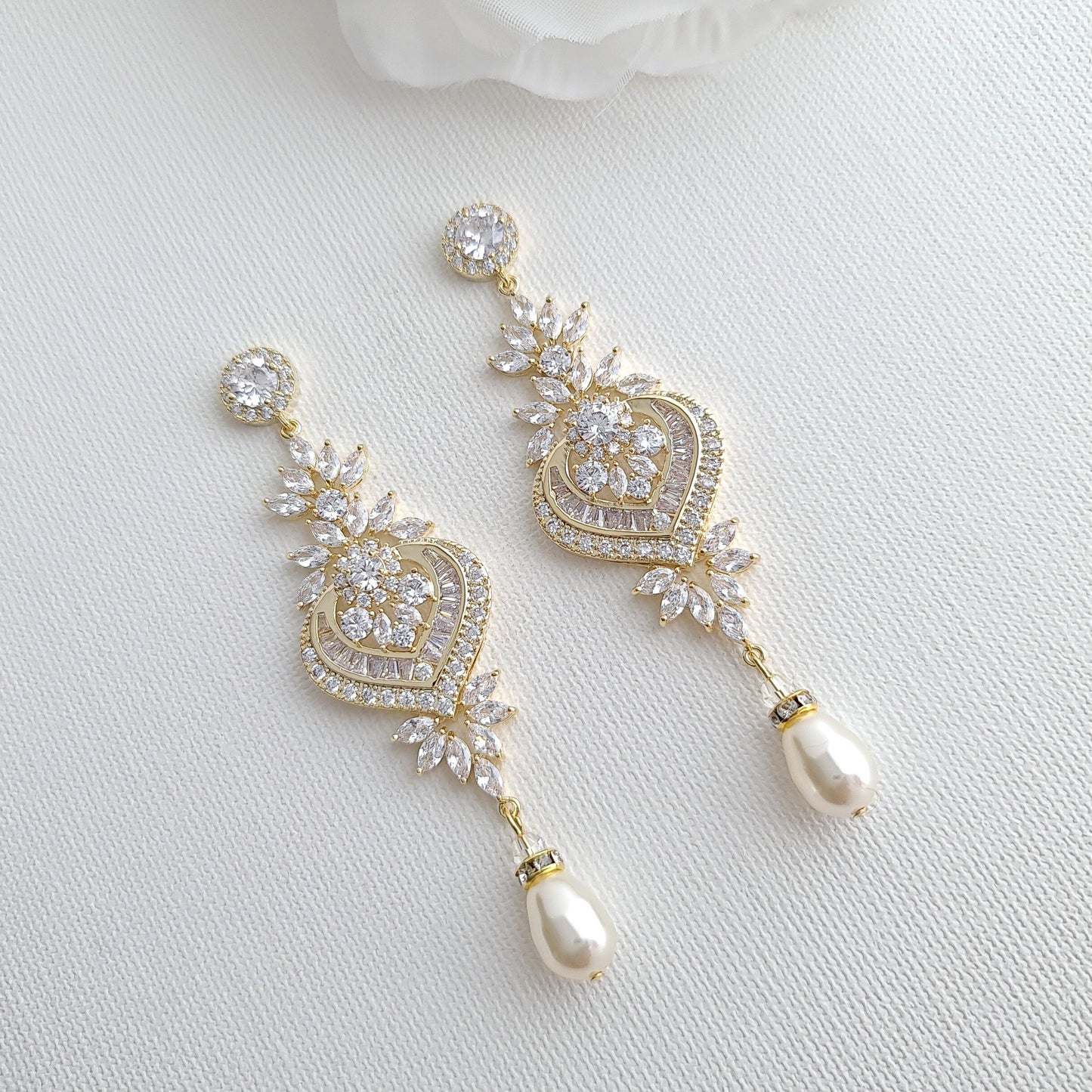 Gold & CZ Chandelier Wedding Earrings- Poetry Designs