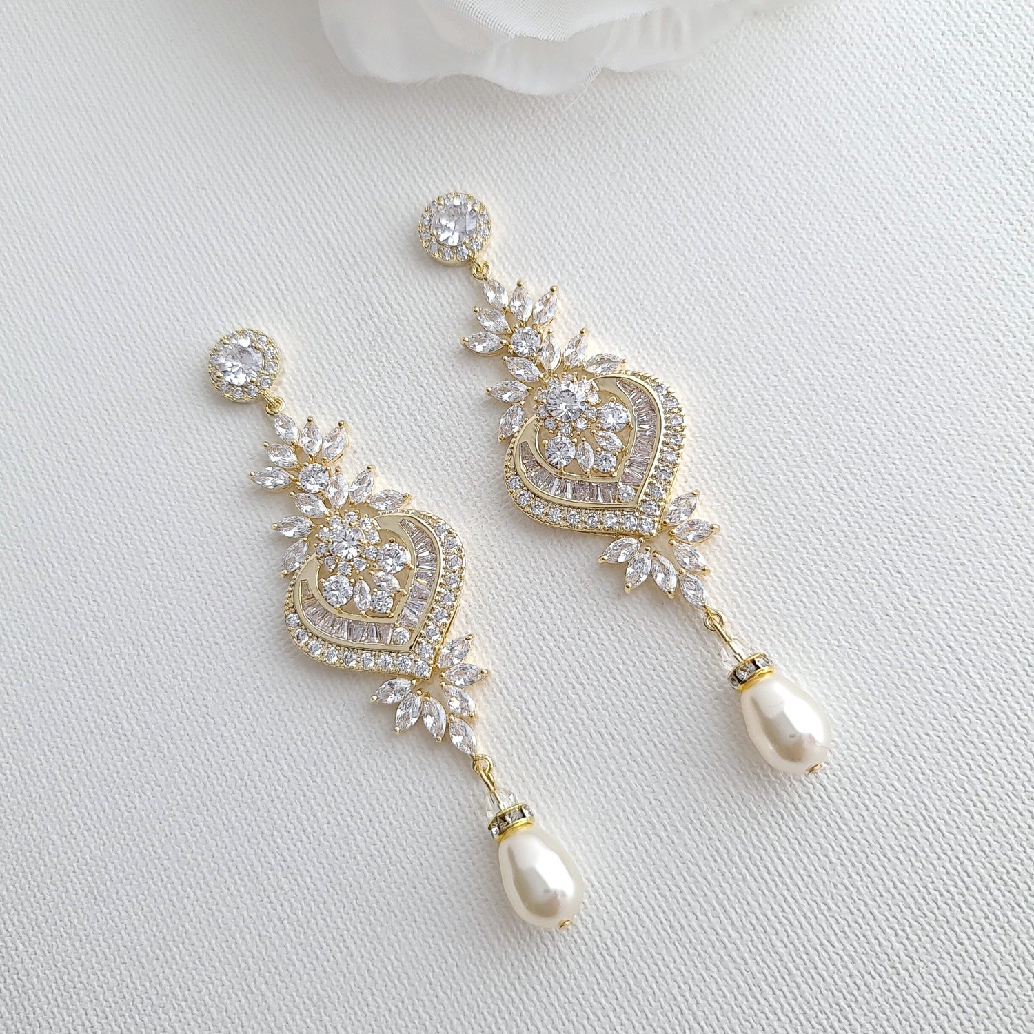14K gold and Pearl Drop Statement Earrings- Poetry Designs