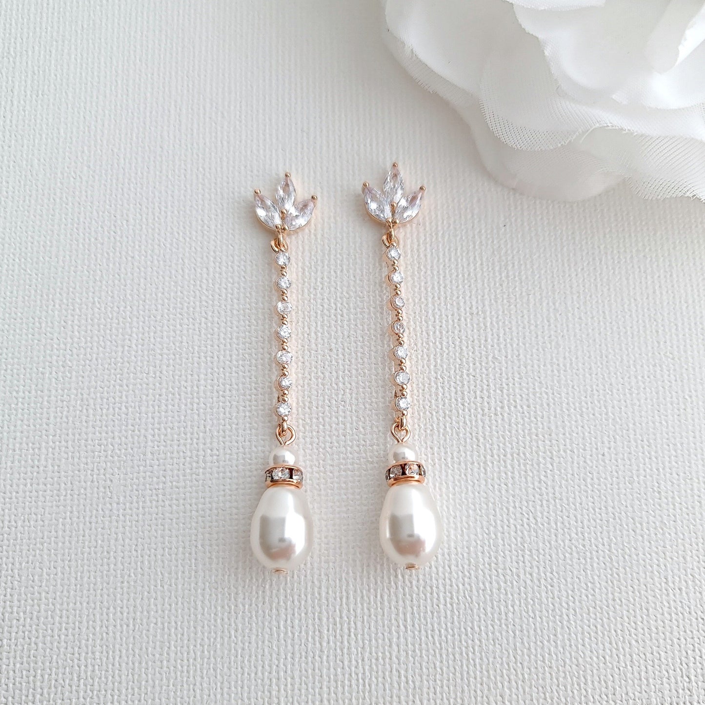 Boucles d'oreilles fines en perles pendantes en argent-Jodi