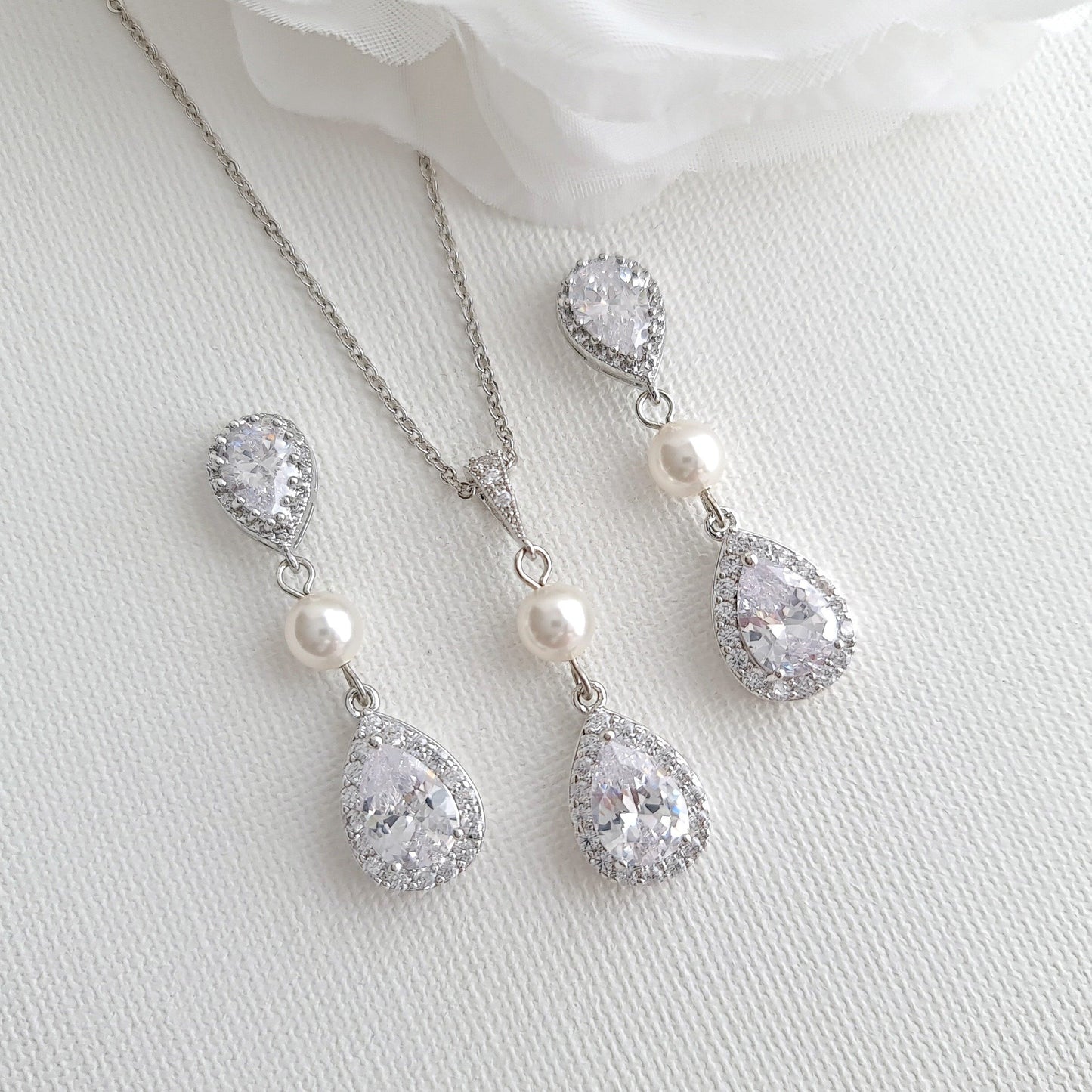 Teardrop Bridal Earrings Set- Poetry Designs