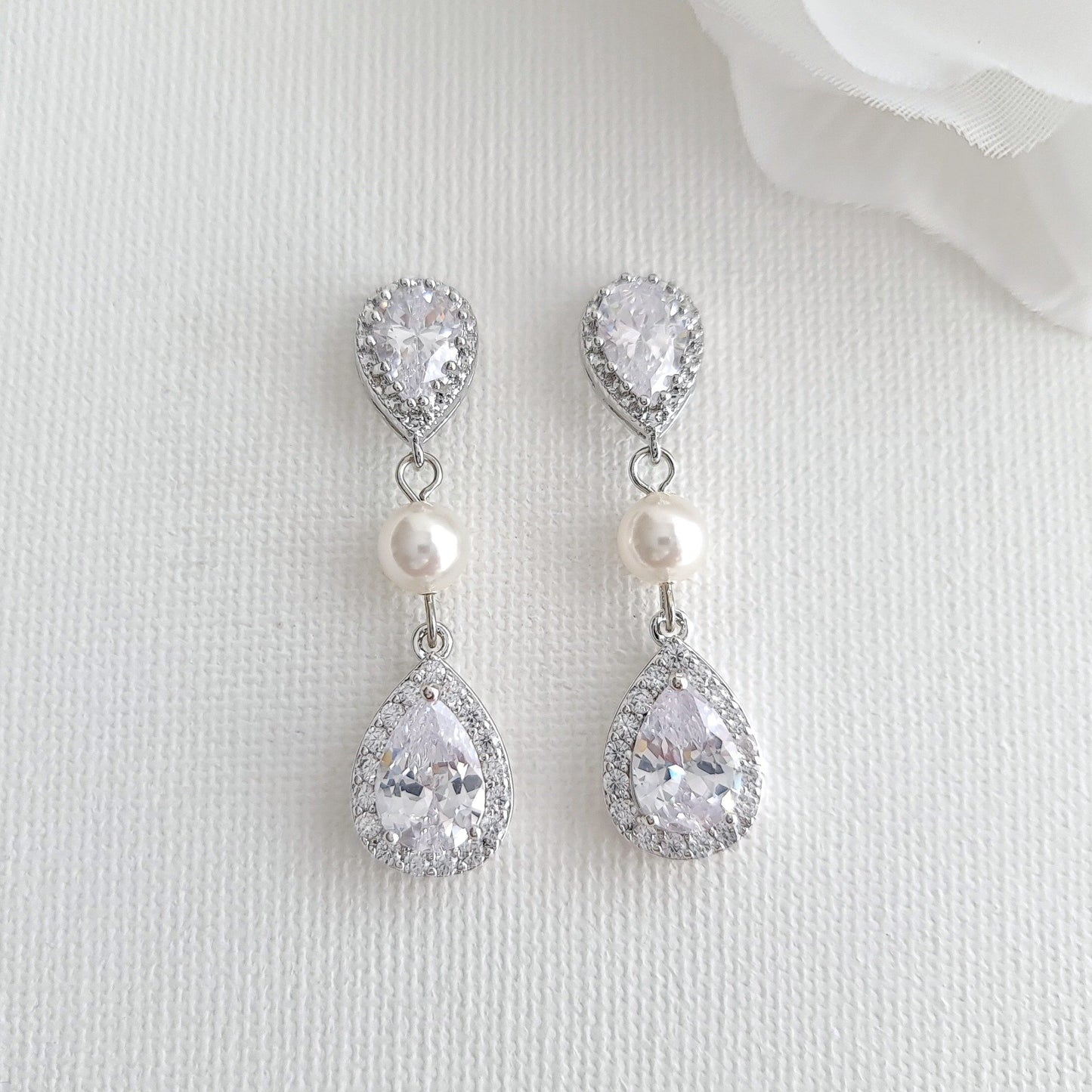 Teardrop Bridal Earrings-Emma