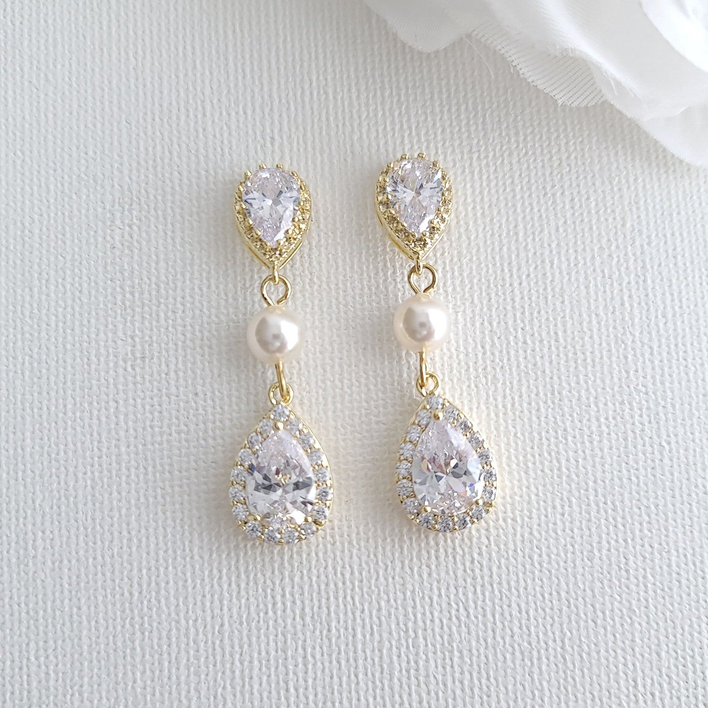 Gold and Pearl Earrings-Emma