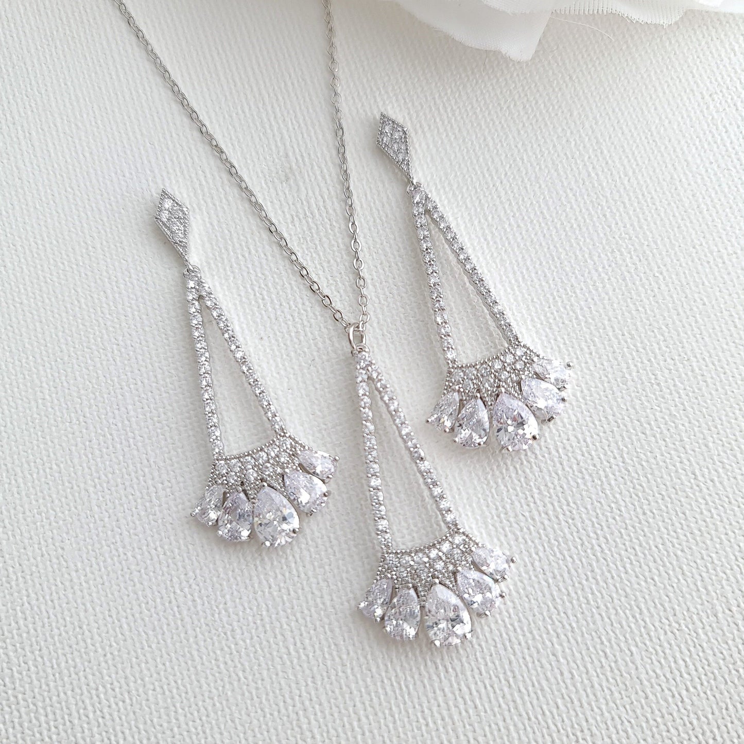 Bridal & Bridesmaids Pendant Necklace Set  Silver- Poetry Designs