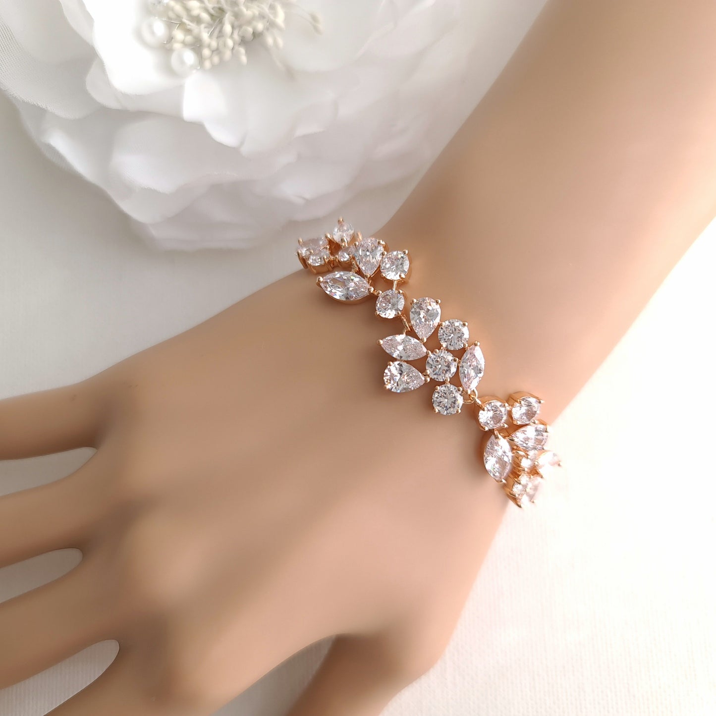 Zirconia Bridal Crystal Bracelet, Wedding Bracelet for Bride, Rose Gold Bracelet, Gold Bridal Bracelet, Wedding Bridal Jewelry, Nicole