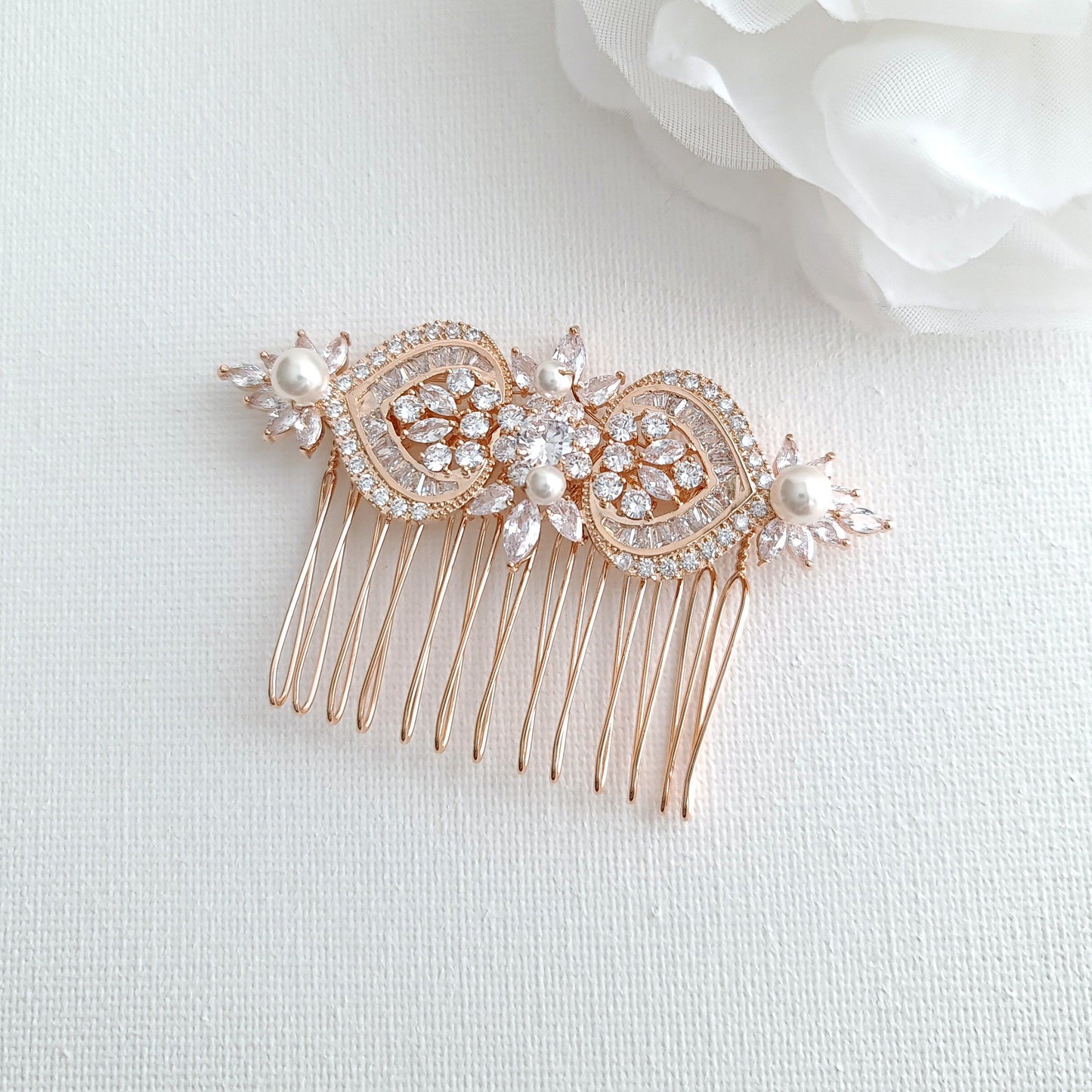 Rose Gold Wedding Hair Comb-Rosa