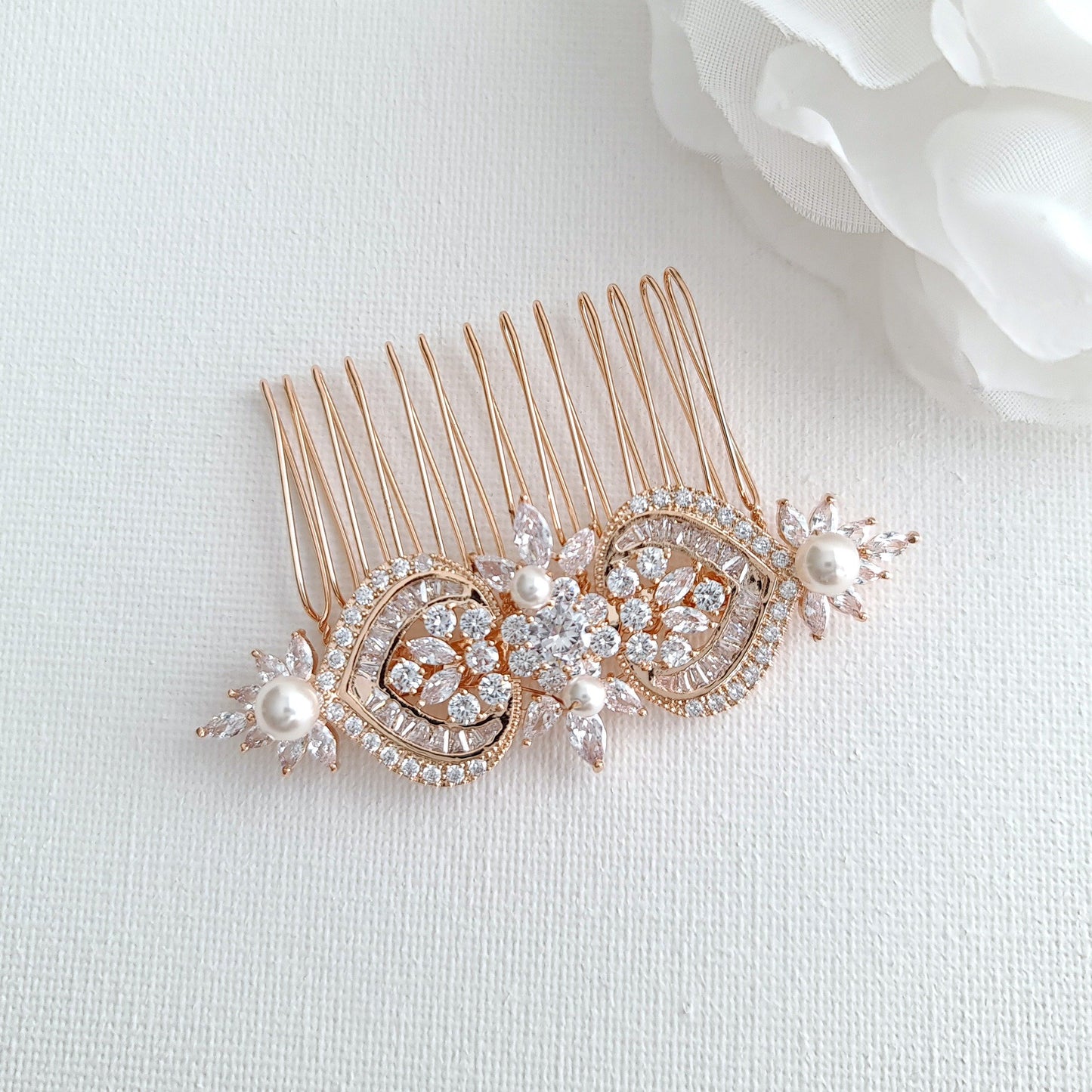 Rose Gold Wedding Hair Comb-Rosa