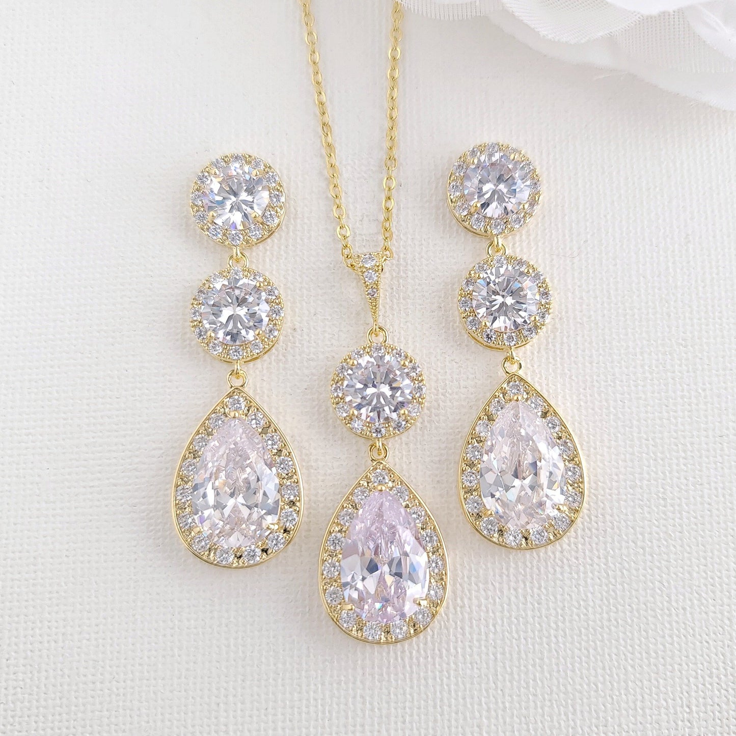 Silver and Cubic Zirconia Bride Jewelry Set- Evita