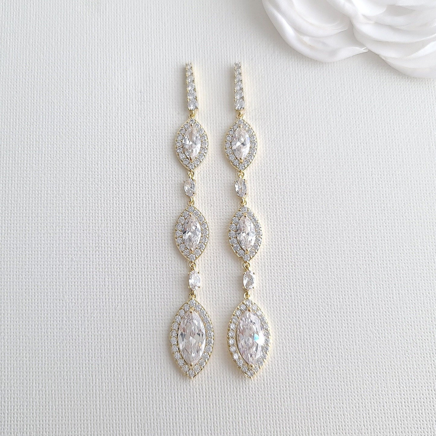 Extra Long Gold Earrings for Wedding and Prom-Poetry Designs