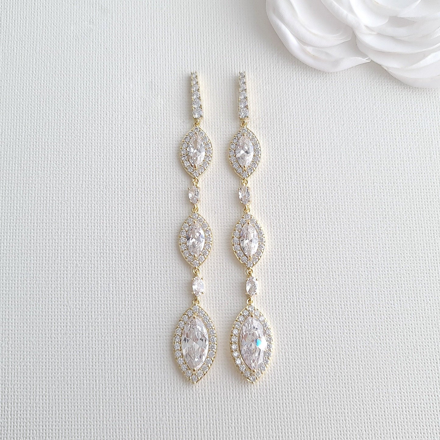 Jewelry Set with Long Drop Earrings and Bracelet- Harriet