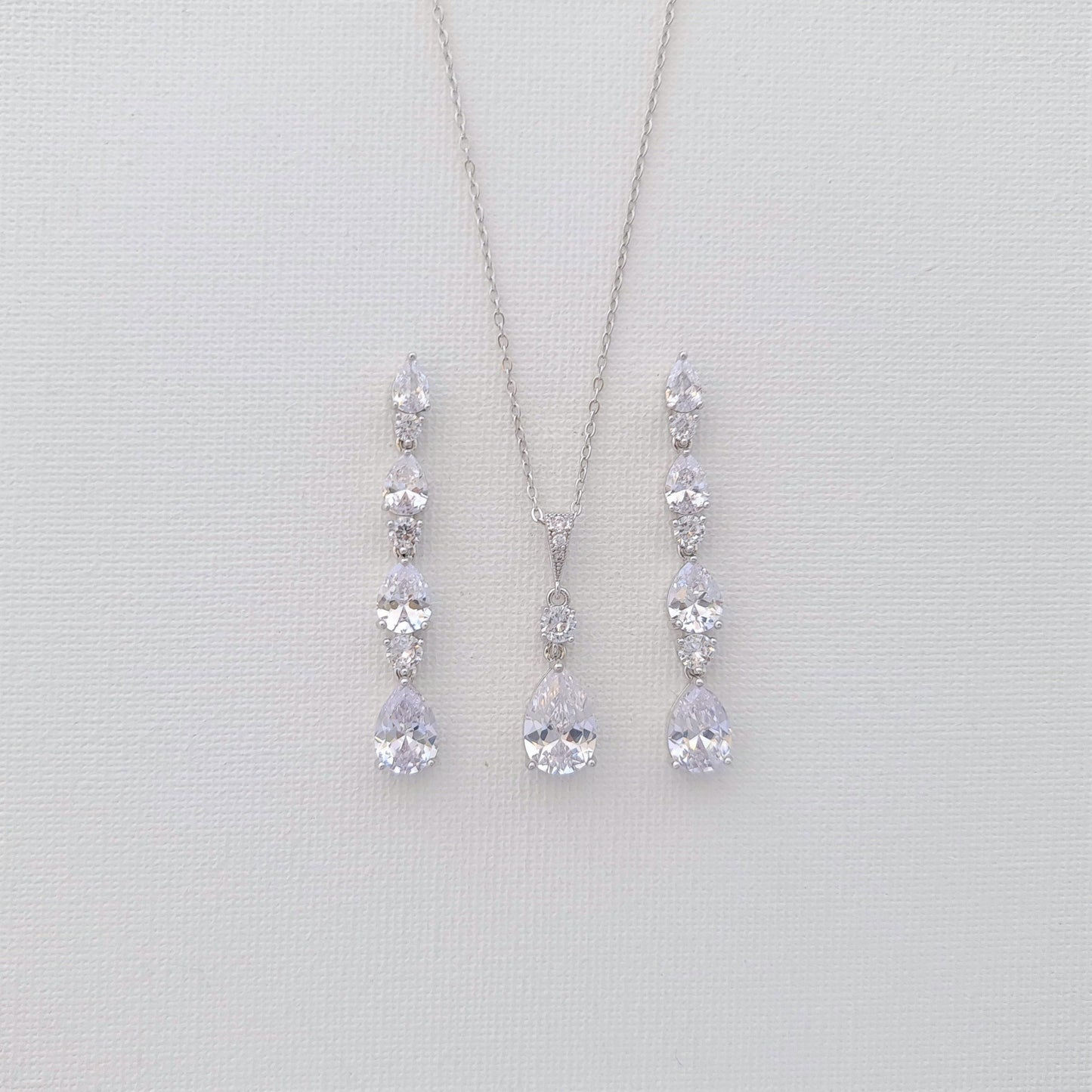 Slim Teardrop Jewelry Set for Brides- Hazel