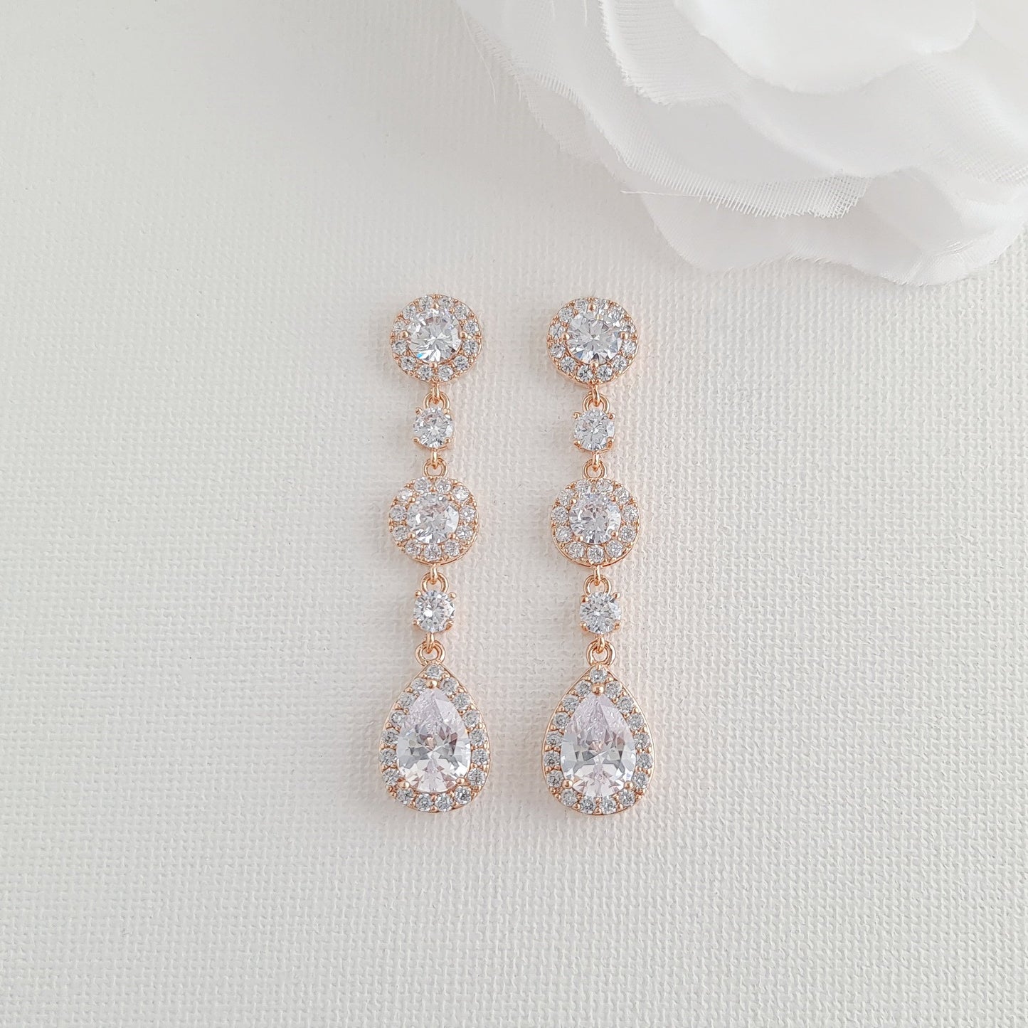 Rose Gold Earrings Bracelet Set for Brides- Reagan