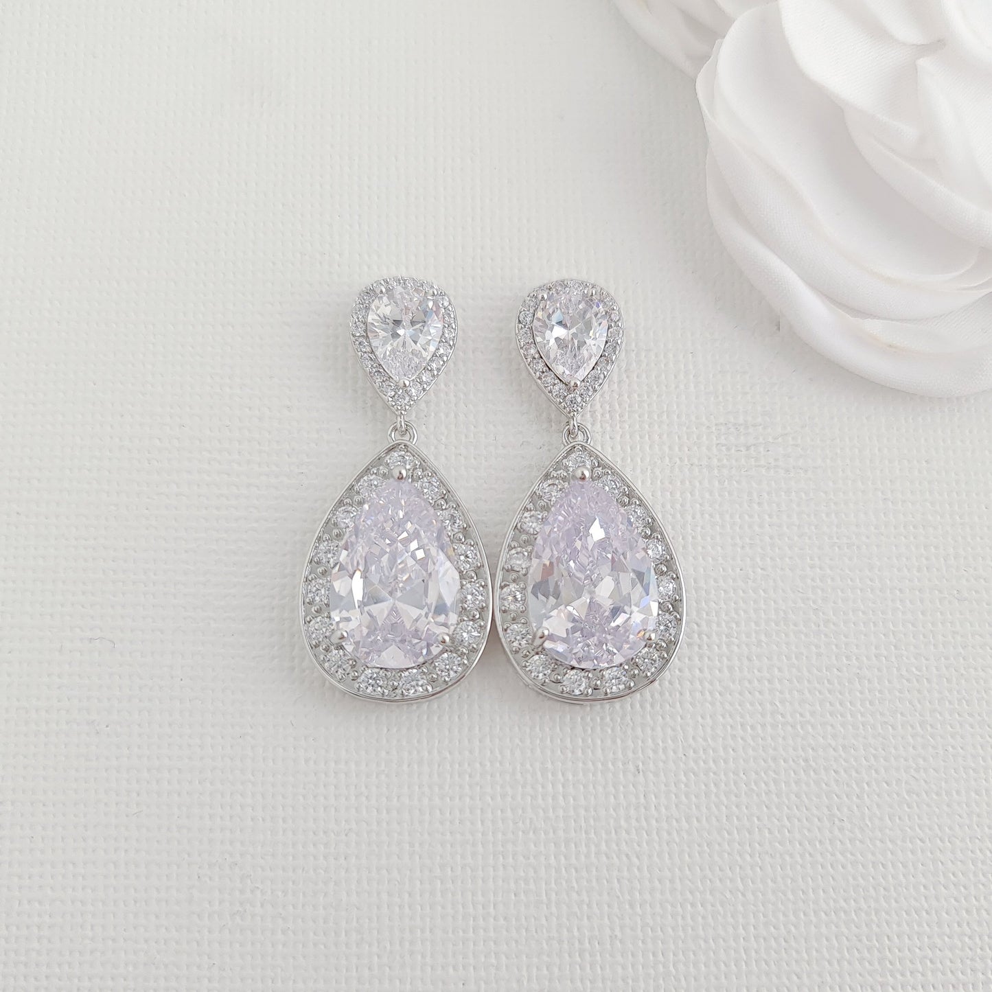 Wedding Earrings for Brides, Bridesmaids in Teardrops-Evelyn