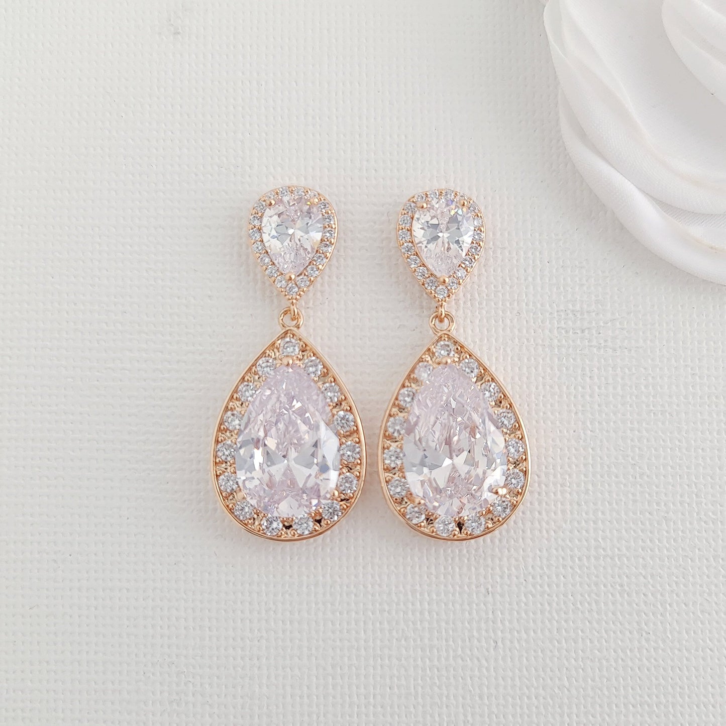 Wedding Earrings for Brides, Bridesmaids in Teardrops-Evelyn