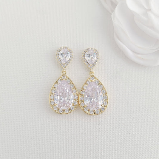 Boucles d'oreilles de mariée en or-Evelyn