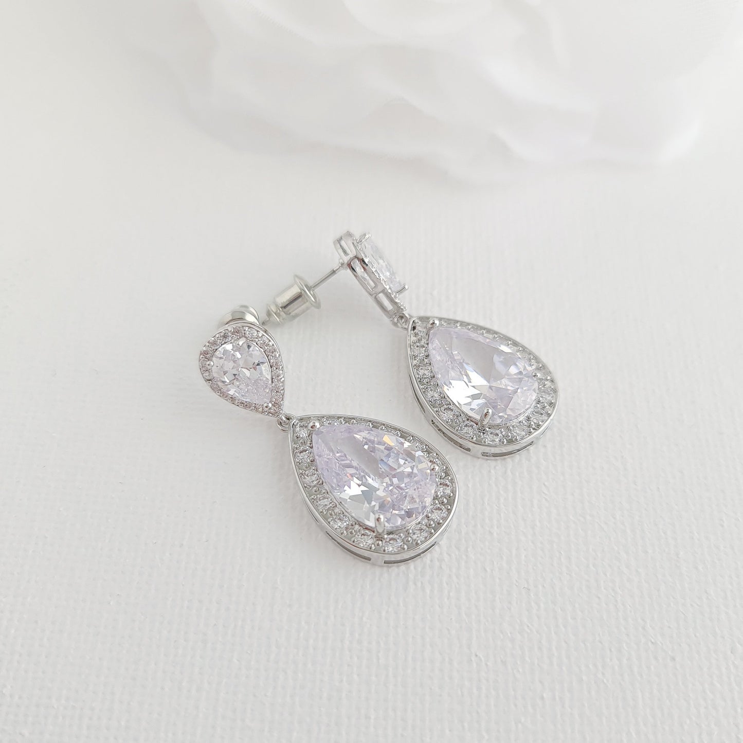 Wedding Earrings for Brides, Bridesmaids in Teardrops-Evelyn