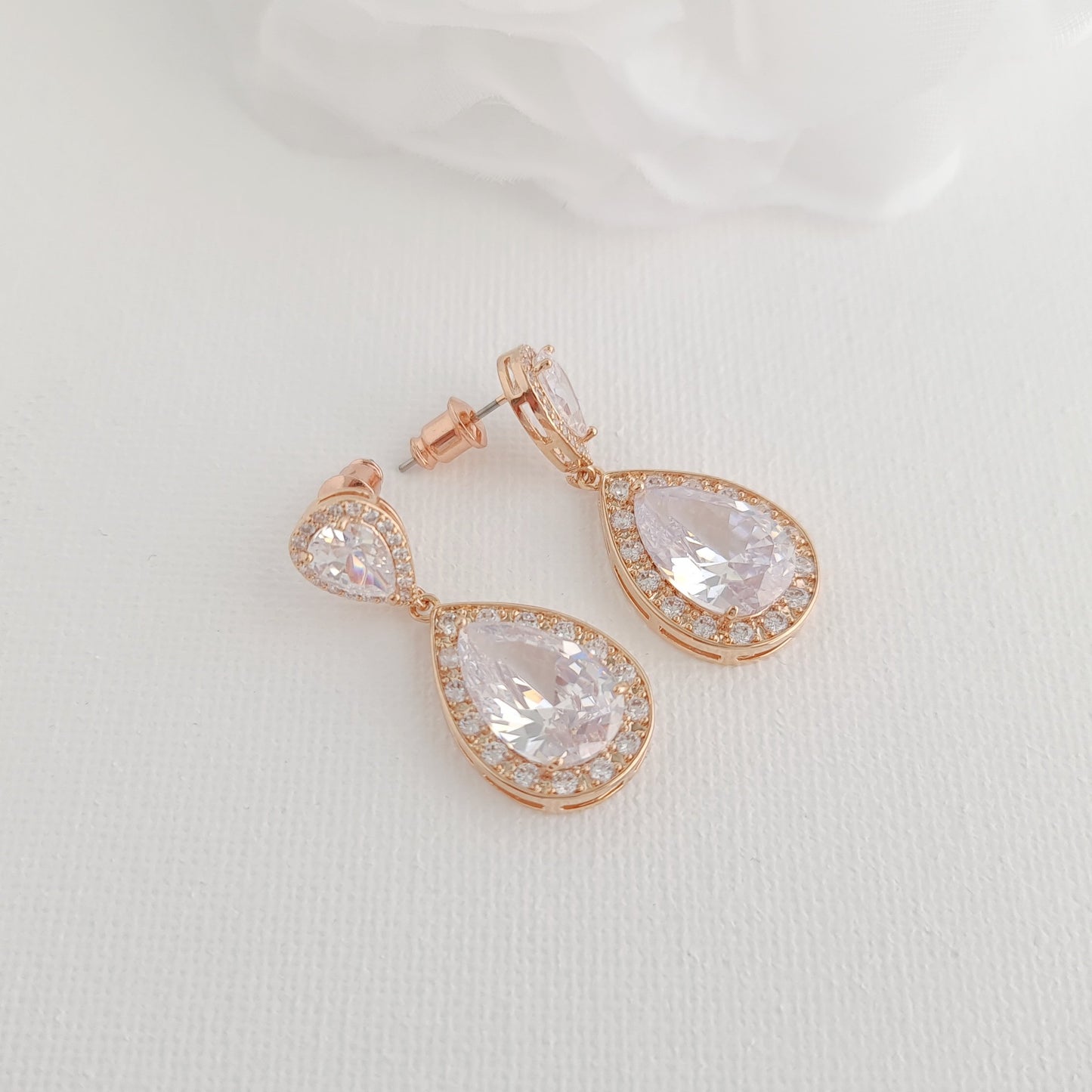 Wedding Earrings for Brides, Bridesmaids in Teardrops-Evelyn