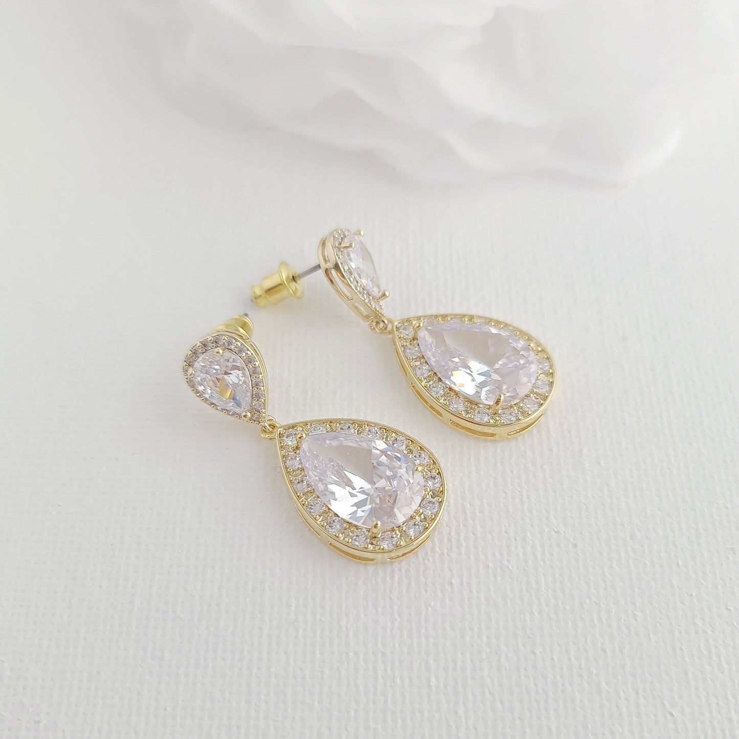 Wedding Earrings for Brides, Bridesmaids in Teardrops-Evelyn