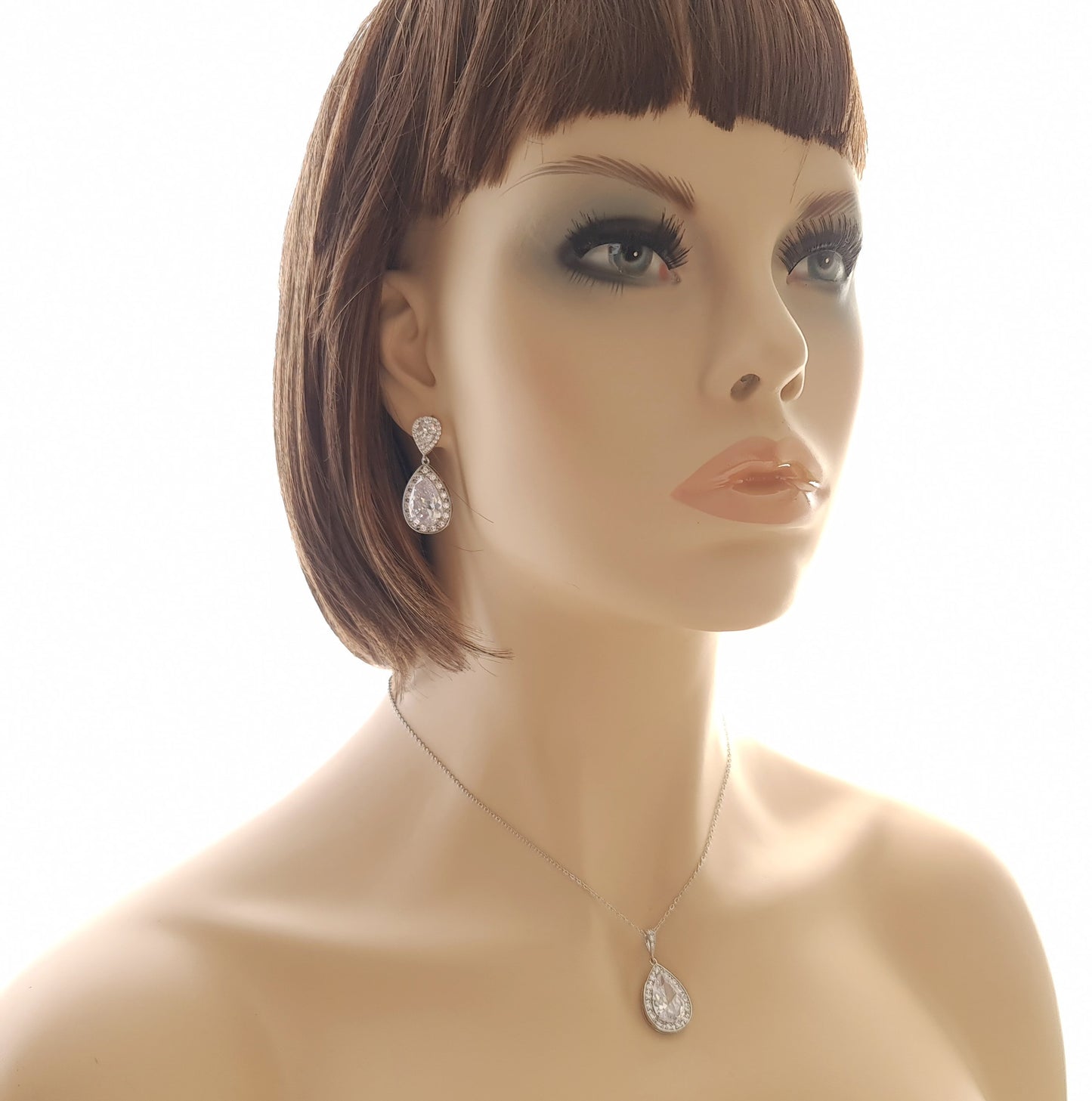 Teardrop Bridal Jewelry Set in Rose Gold- Evelyn