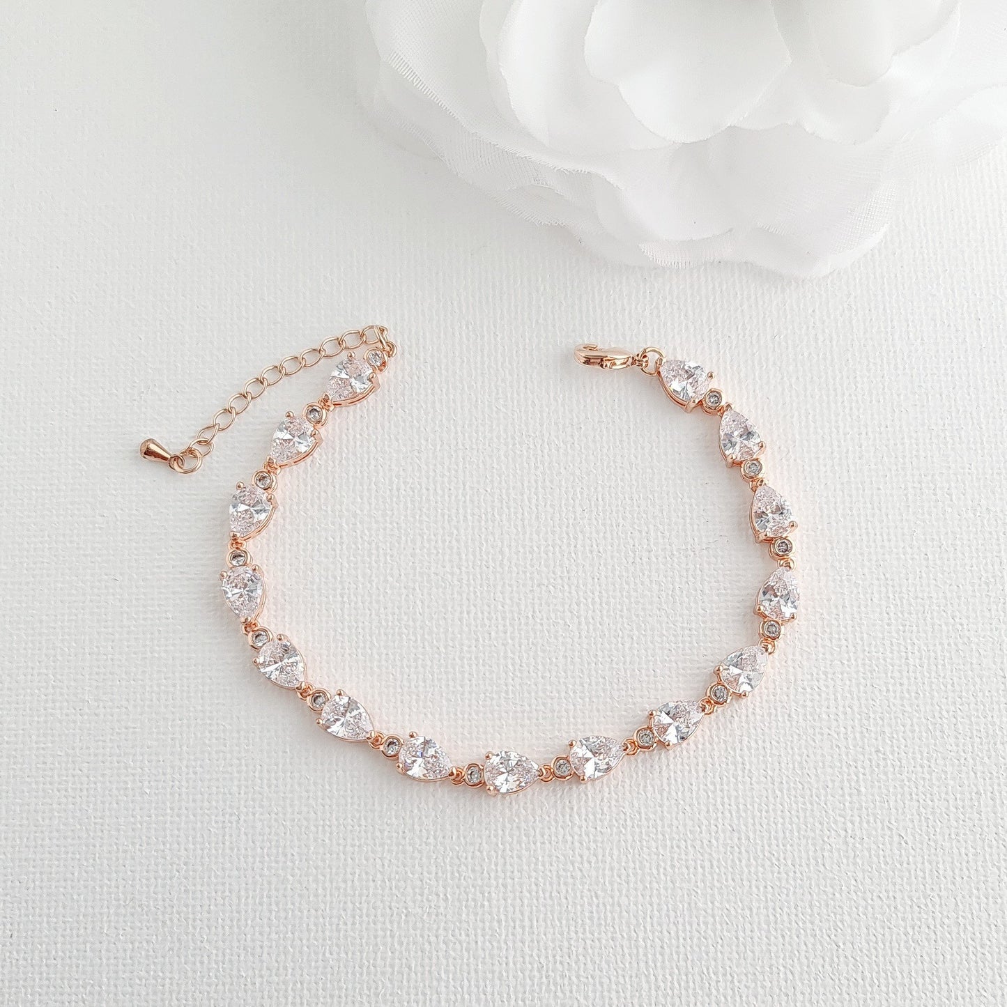 Conjunto de joyería de boda de oro rosa-Ivy