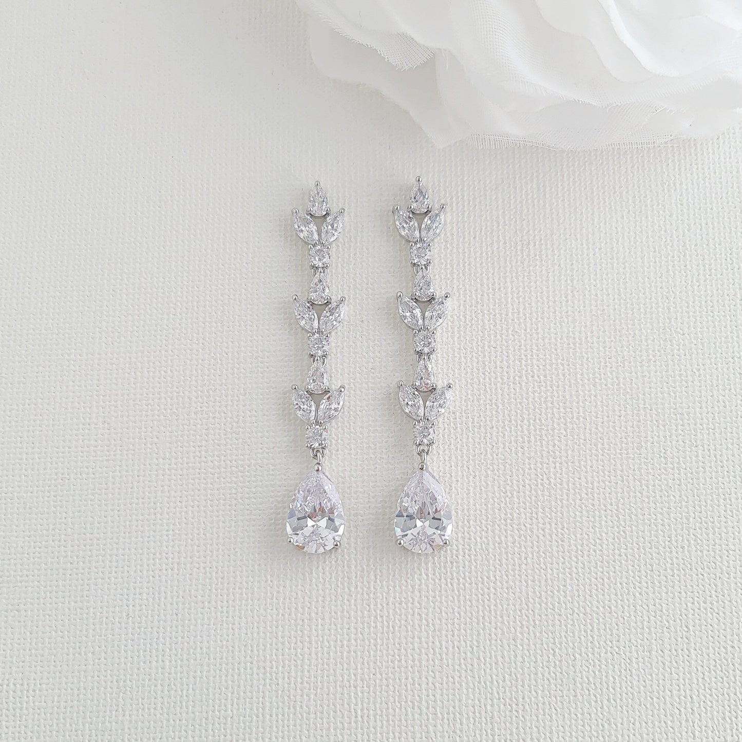 Boucles d'oreilles de mariée en or clair pour mariage-Anya