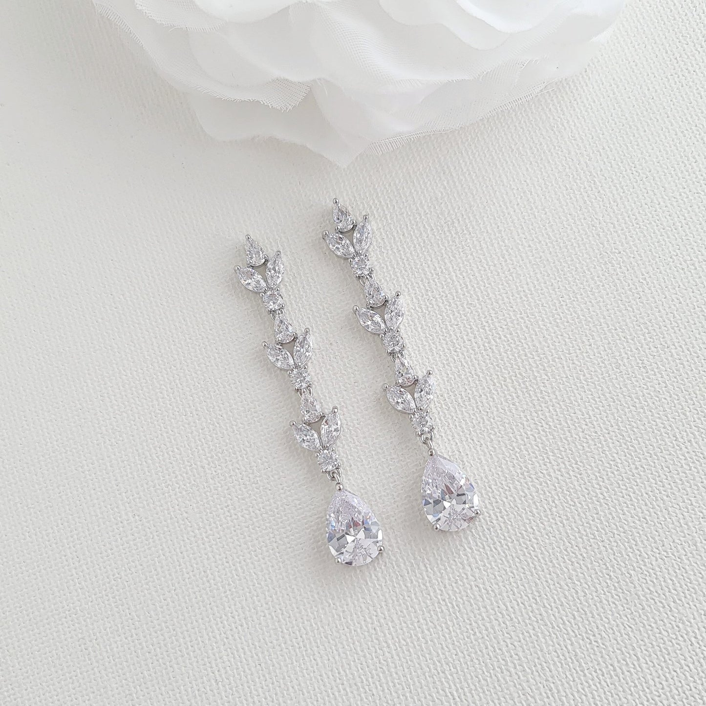 Boucles d'oreilles de mariée en or clair pour mariage-Anya