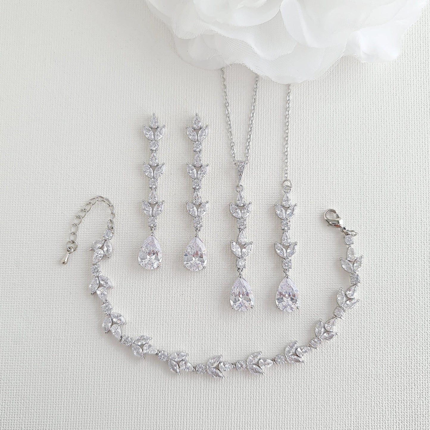 Conjunto de joyería de boda simple para la novia-Anya