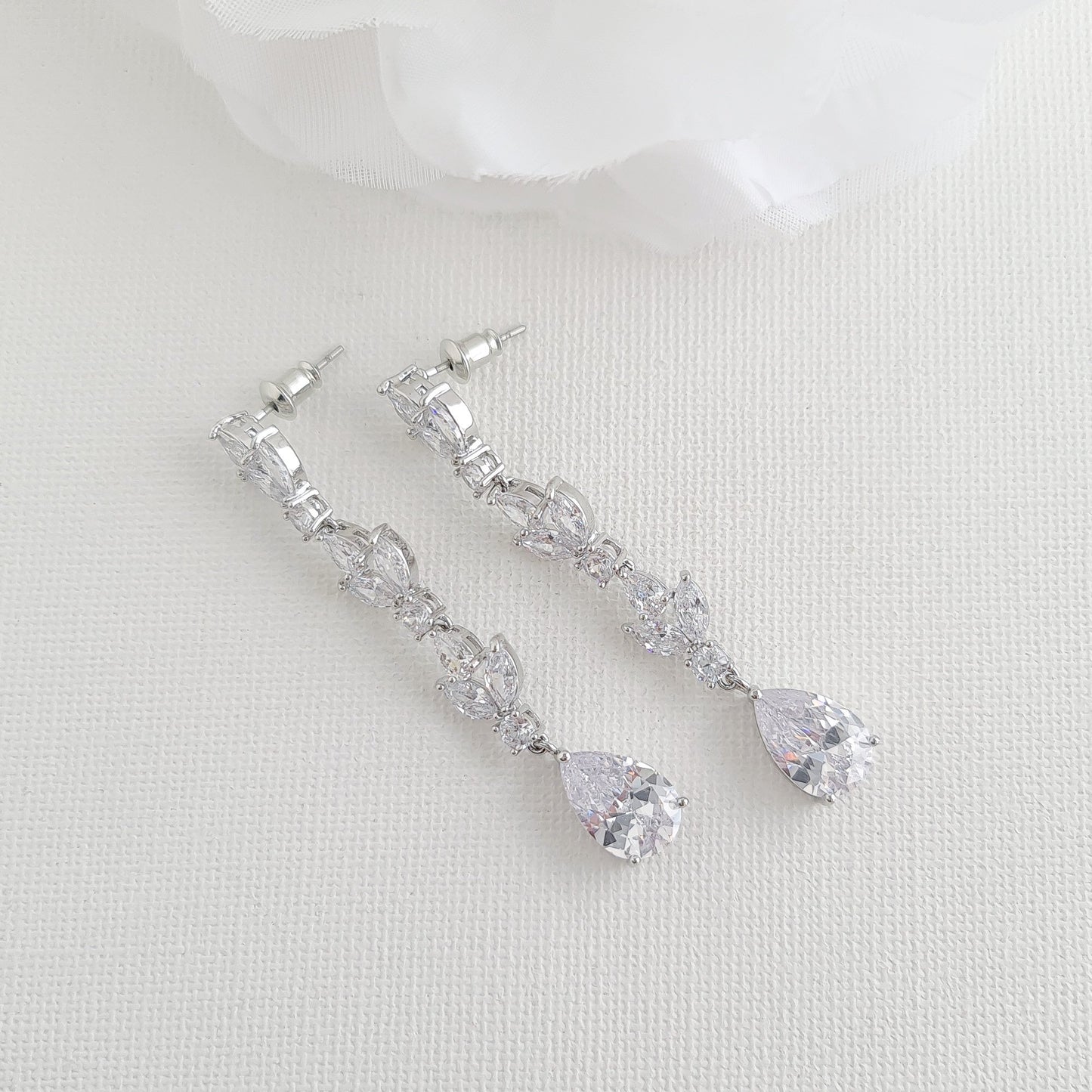 Boucles d'oreilles de mariée en or clair pour mariage-Anya