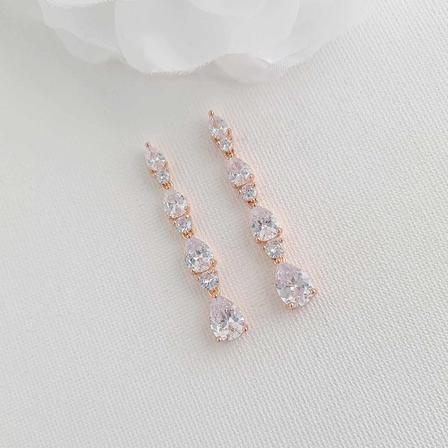 Gold Earrings with Small Teardrops for Weddings-Hazel
