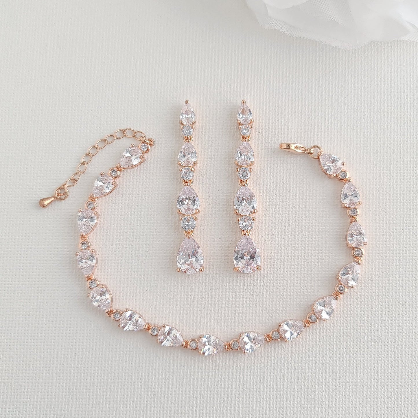 Rose Gold Costume Jewelry Set for Weddings-Hazel