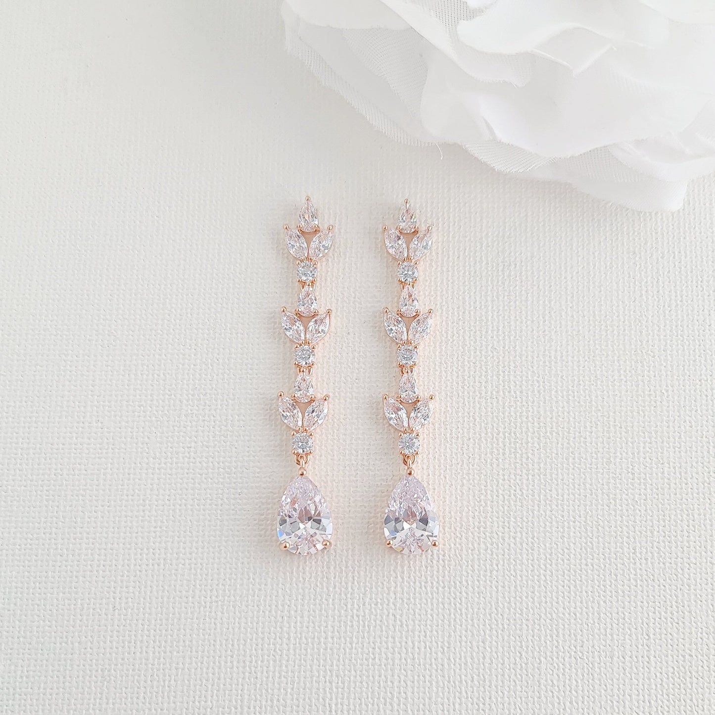 Bride Earrings in Light Gold for Wedding-Anya