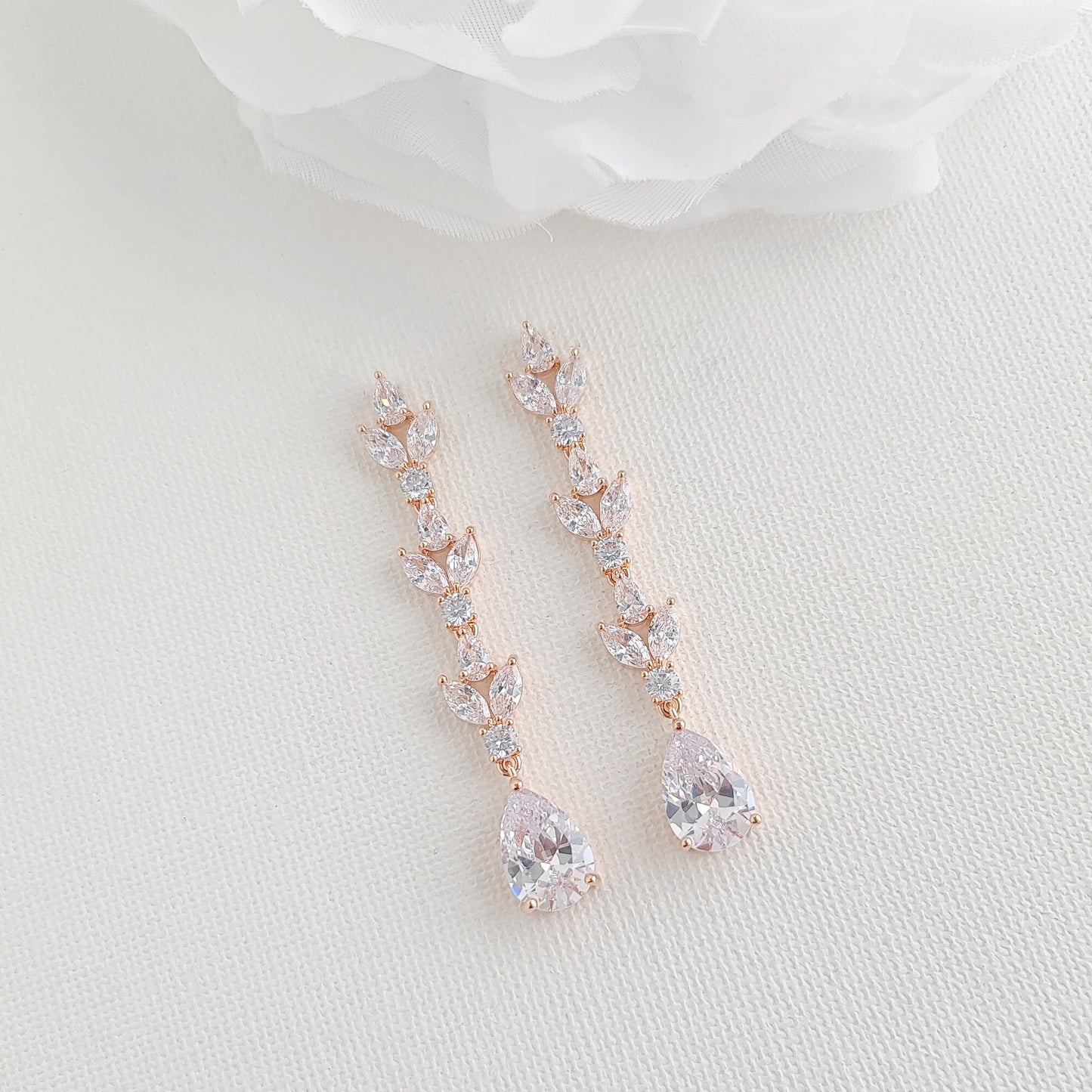 Bride Earrings in Light Gold for Wedding-Anya