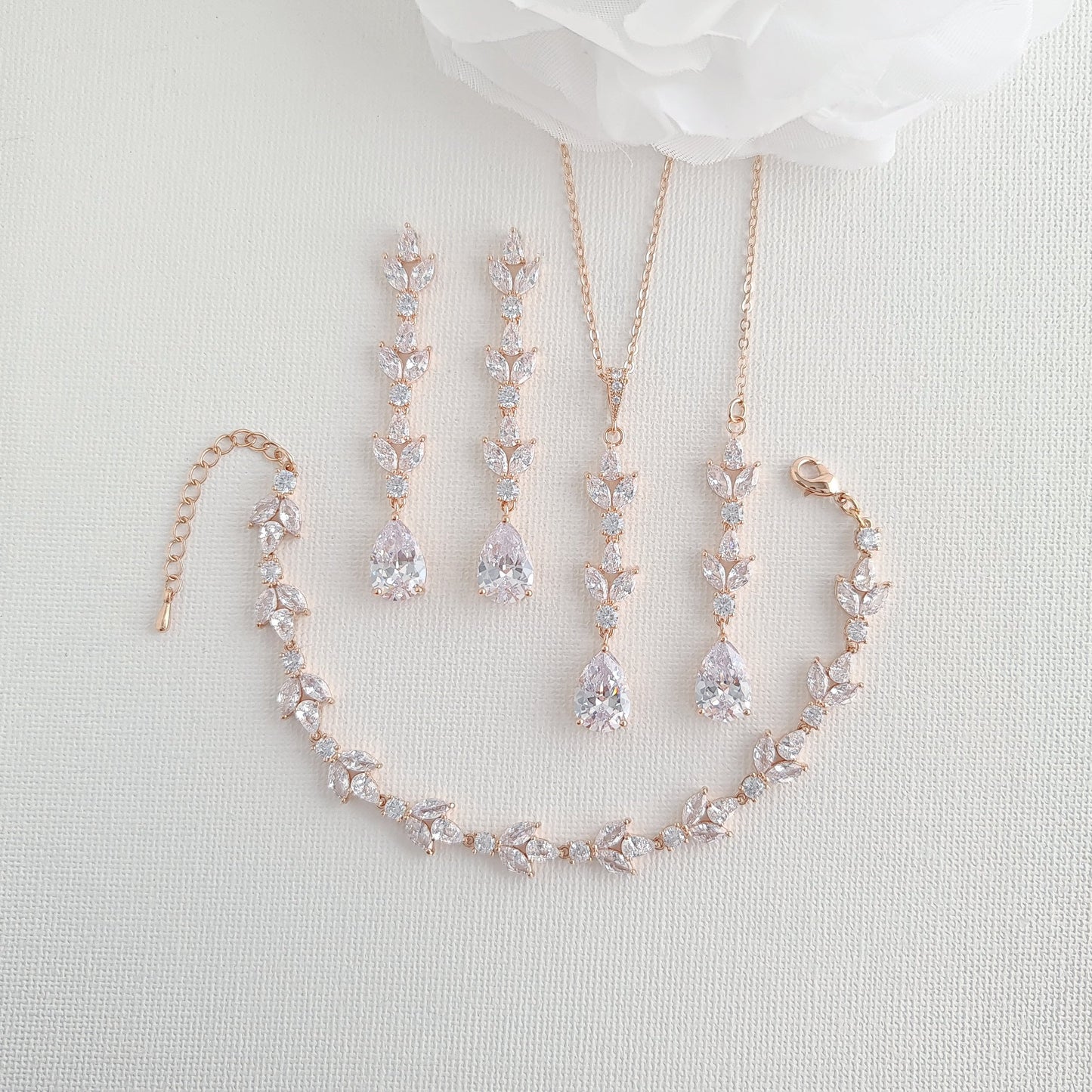 Conjunto de joyería de boda simple para la novia-Anya