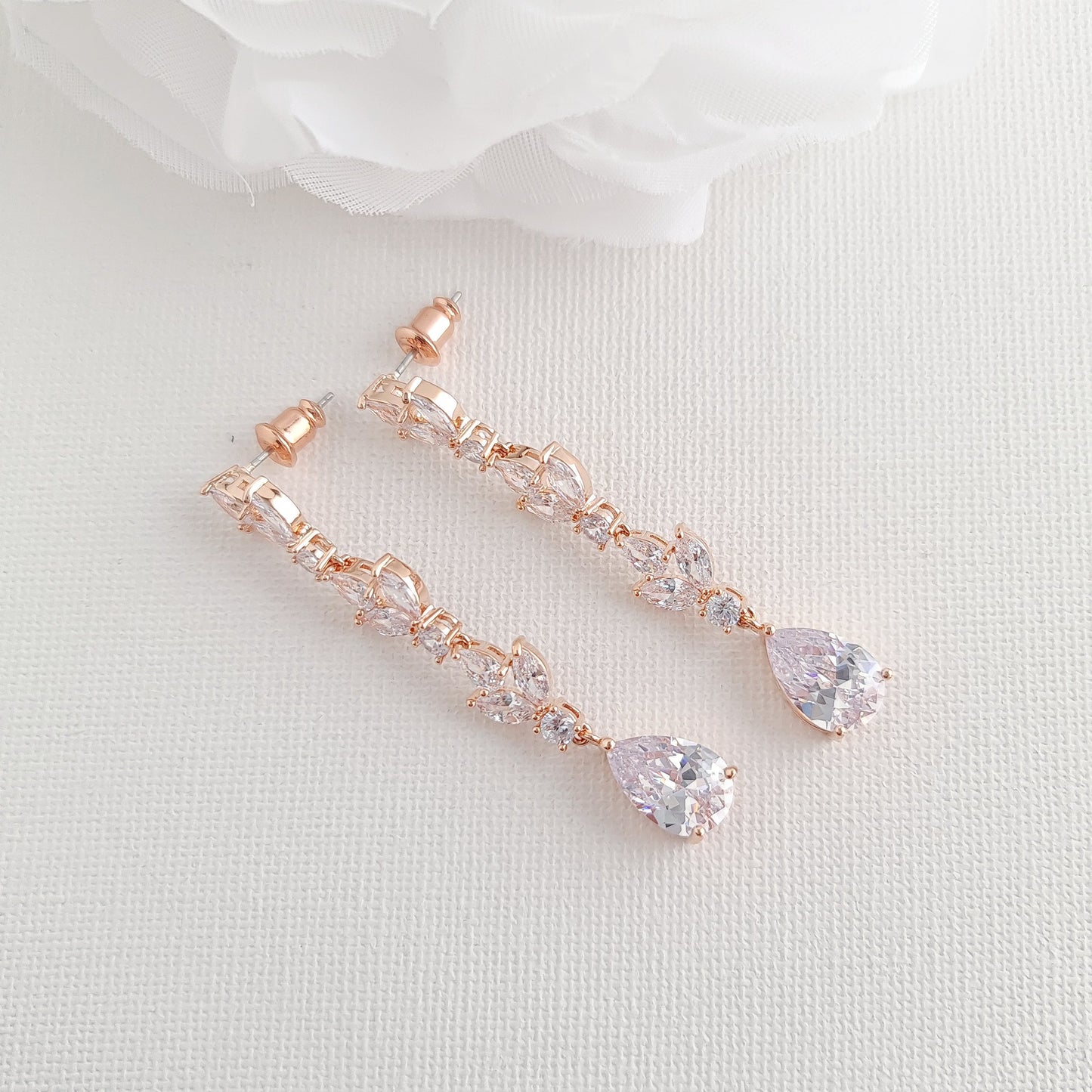 Boucles d'oreilles de mariée en or clair pour mariage-Anya