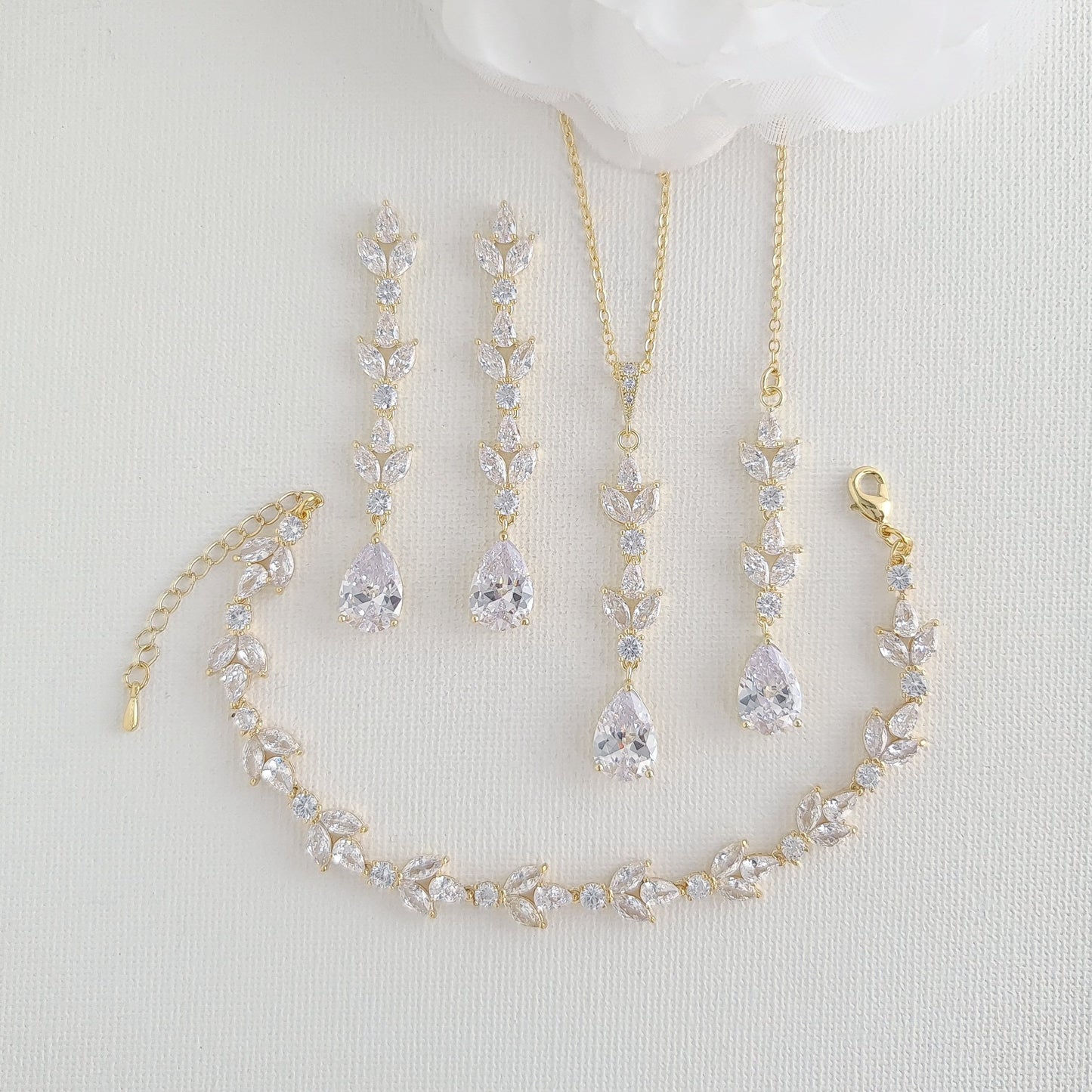 Ensemble de bijoux de mariage simple pour la mariée-Anya