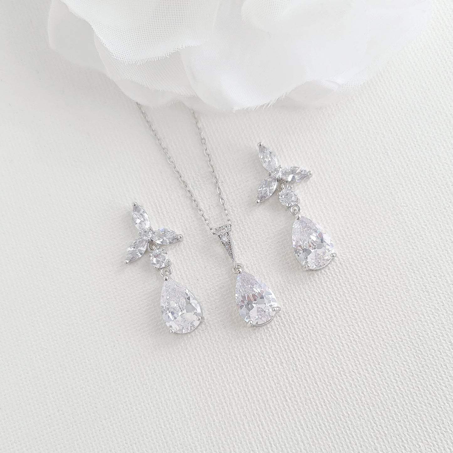 Floral Earrings with Necklace for Bridesmaids Jewelry Gift Set-Flora