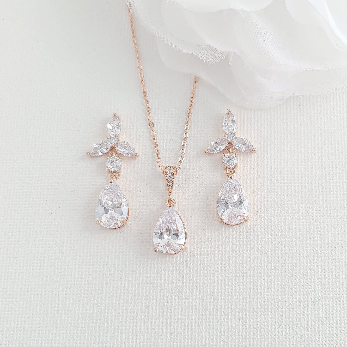 Floral Earrings with Necklace for Bridesmaids Jewelry Gift Set-Flora