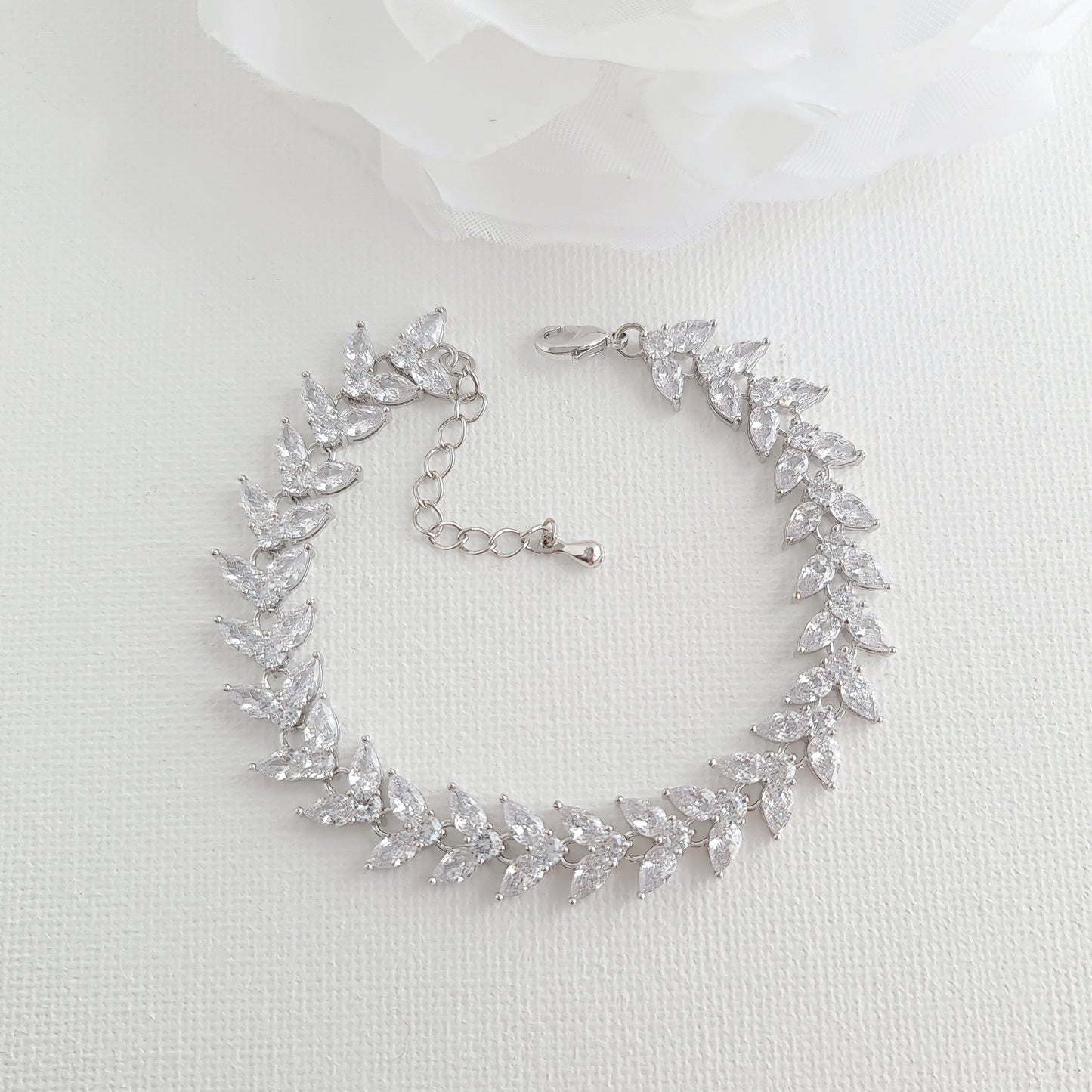 Wedding Bracelet with Marquise Cut Cubic Zirconia-Katie