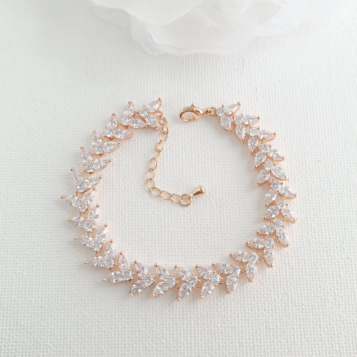 Wedding Bracelet with Marquise Cut Cubic Zirconia-Katie