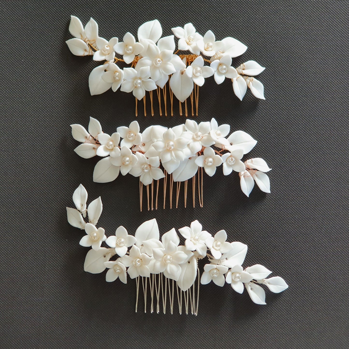 Flower Hair Comb for Brides-Snow Drops