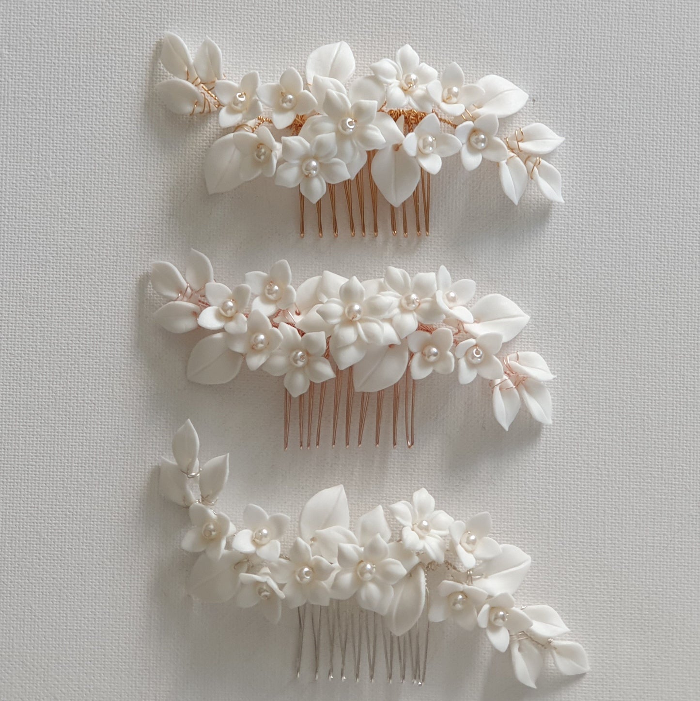 Bridal Flower Hair Comb for Wedding- Snow Drops